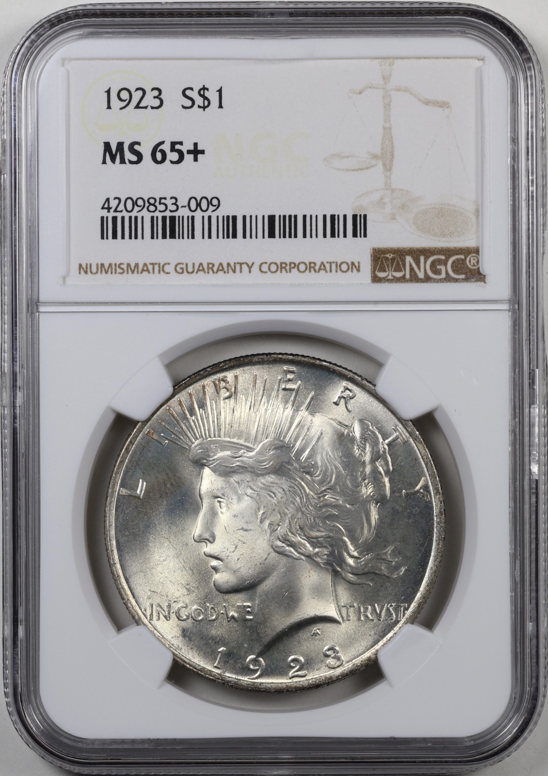 1923 Peace Dollar NGC MS65 + 90% Silver MS 65+ Plus PQ