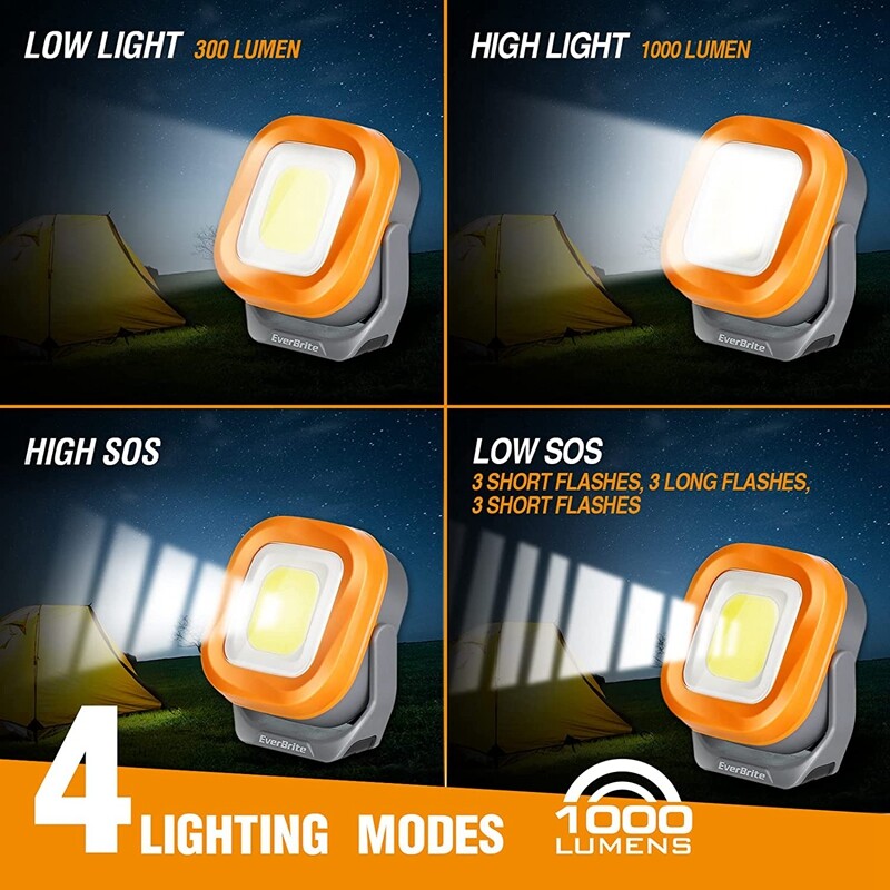 1000Lumen USB Rechargeable LED Work Light Magnetic Super Bright Worklight 2-PACK