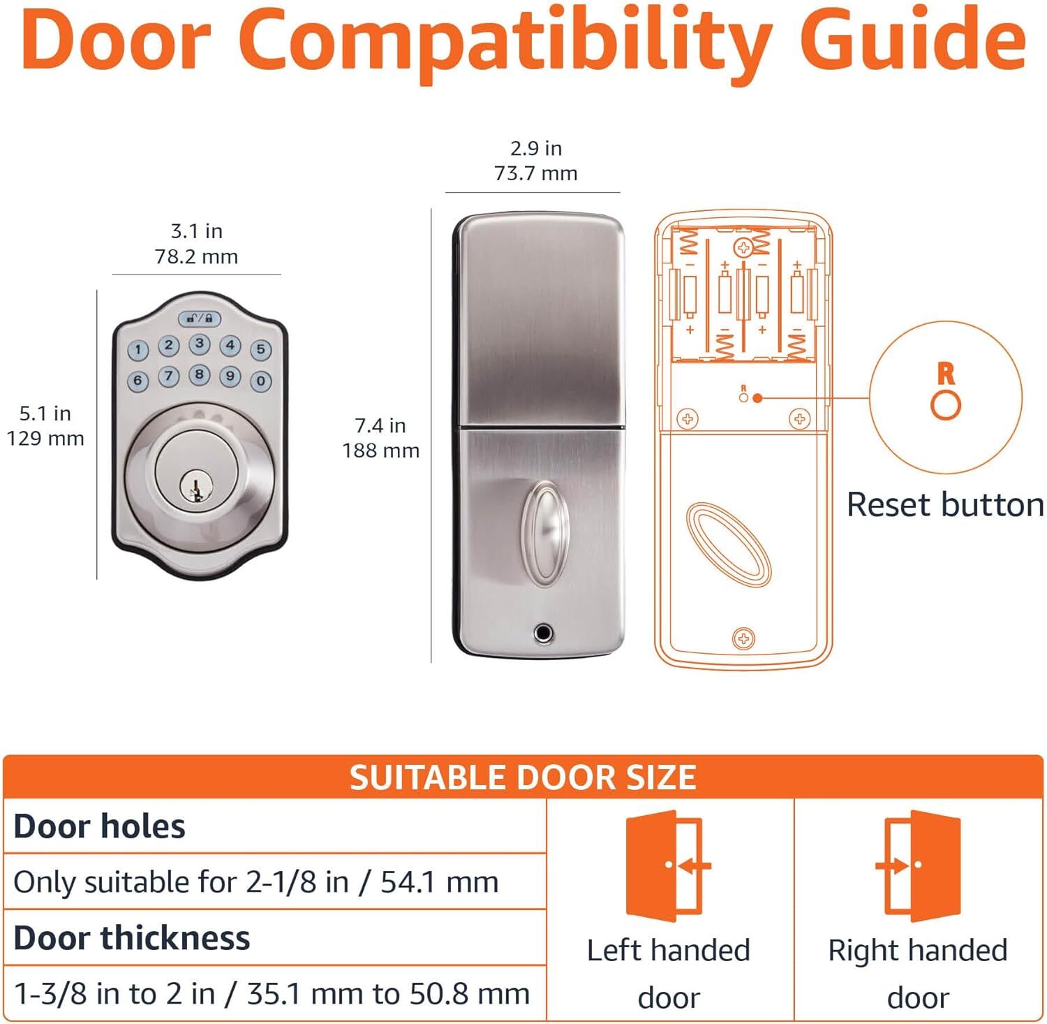 Electronic keypad deadbolt door lock with touch control keyless entry 1 pc.