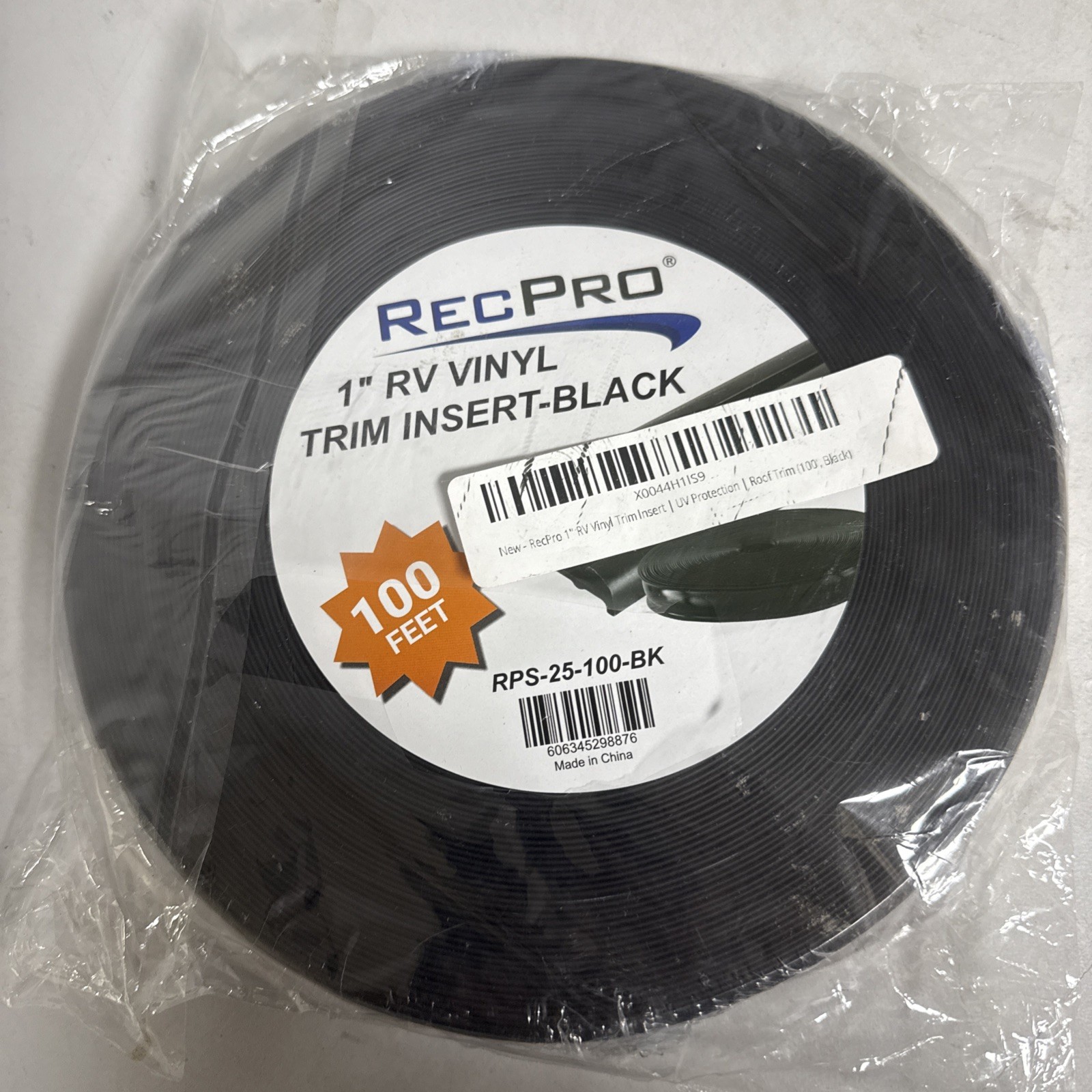 RecPro 1" RV Vinyl Insert Trim Insert Molding Screw Cover Black 100'