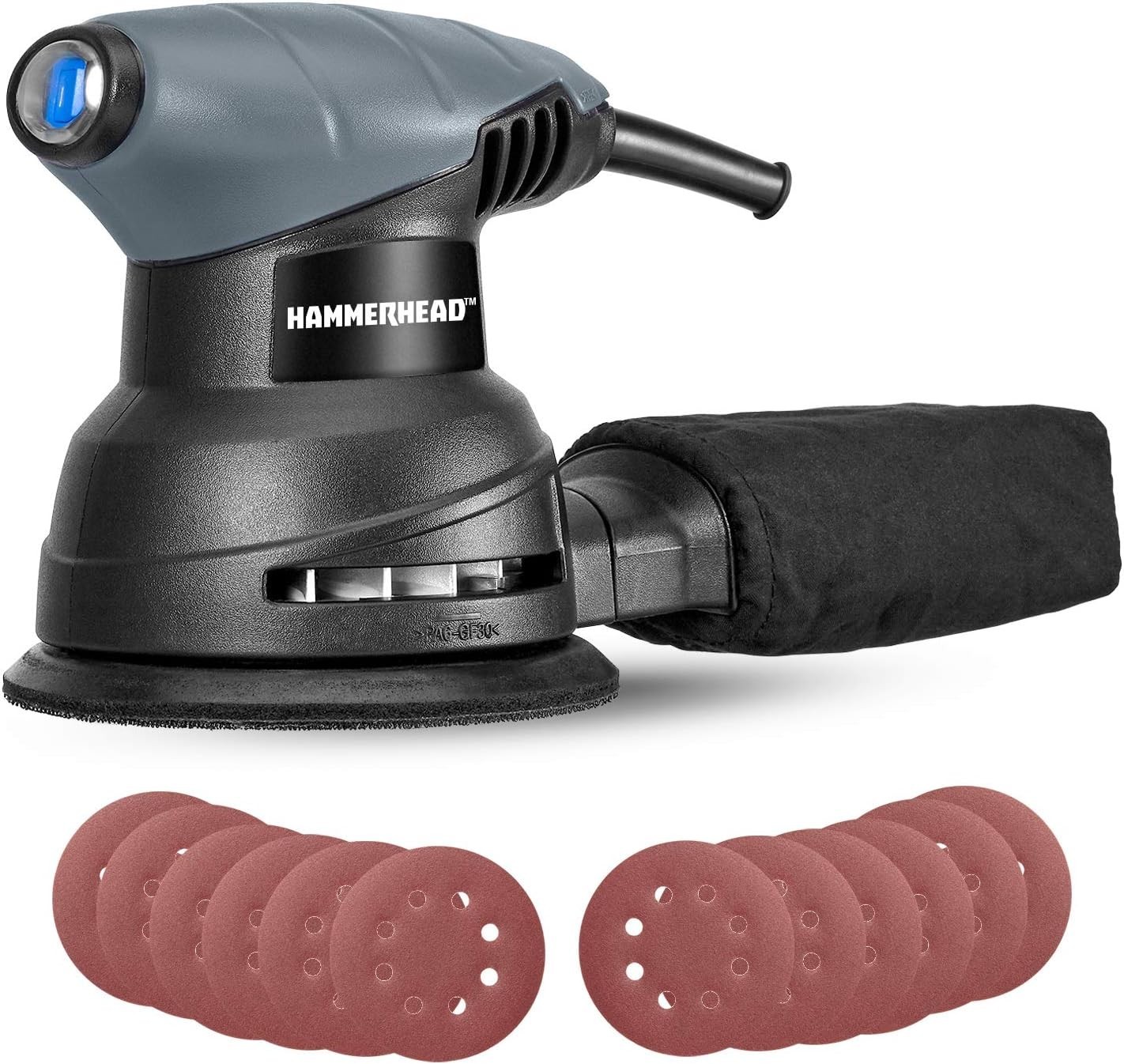 Ergonomic 2.0 Amp Random Orbit Sander with 12 Sanding Papers - 12000 OPM