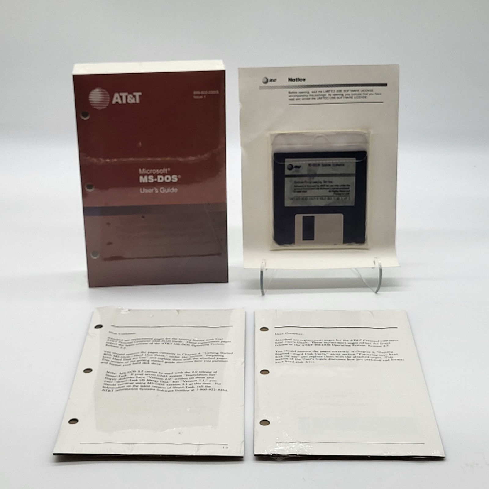 AT&T Microsoft MS-DOS v3.2 Factory Sealed 2-Disk Set User Guide 6300