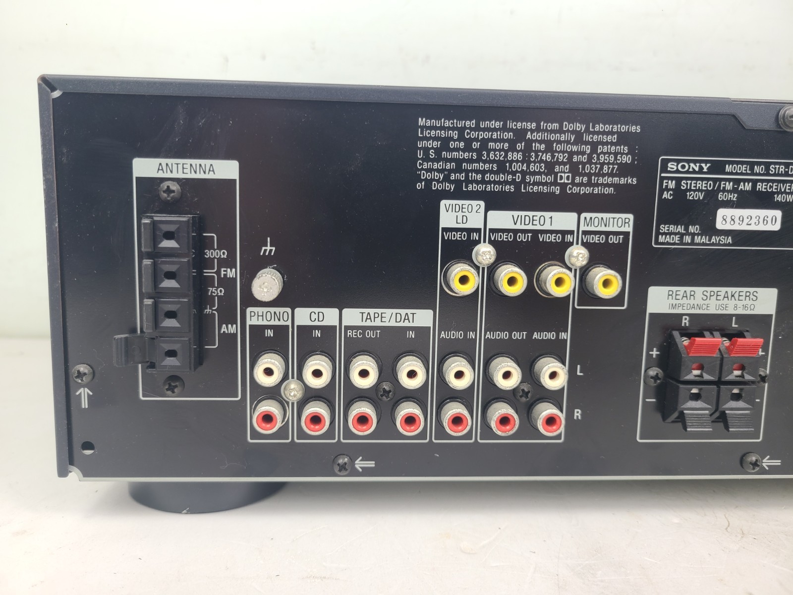 Sony STR-D590 AM-FM Stereo Receiver A/V Control Center (TESTED)
