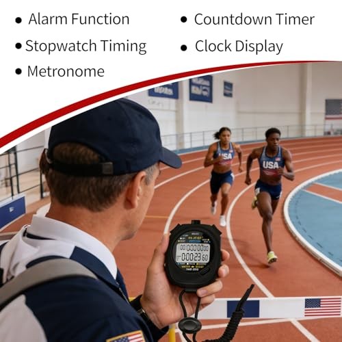 2-Pack Multi-Function Electronic Digital Sports Stopwatch Timer with 10-Lap