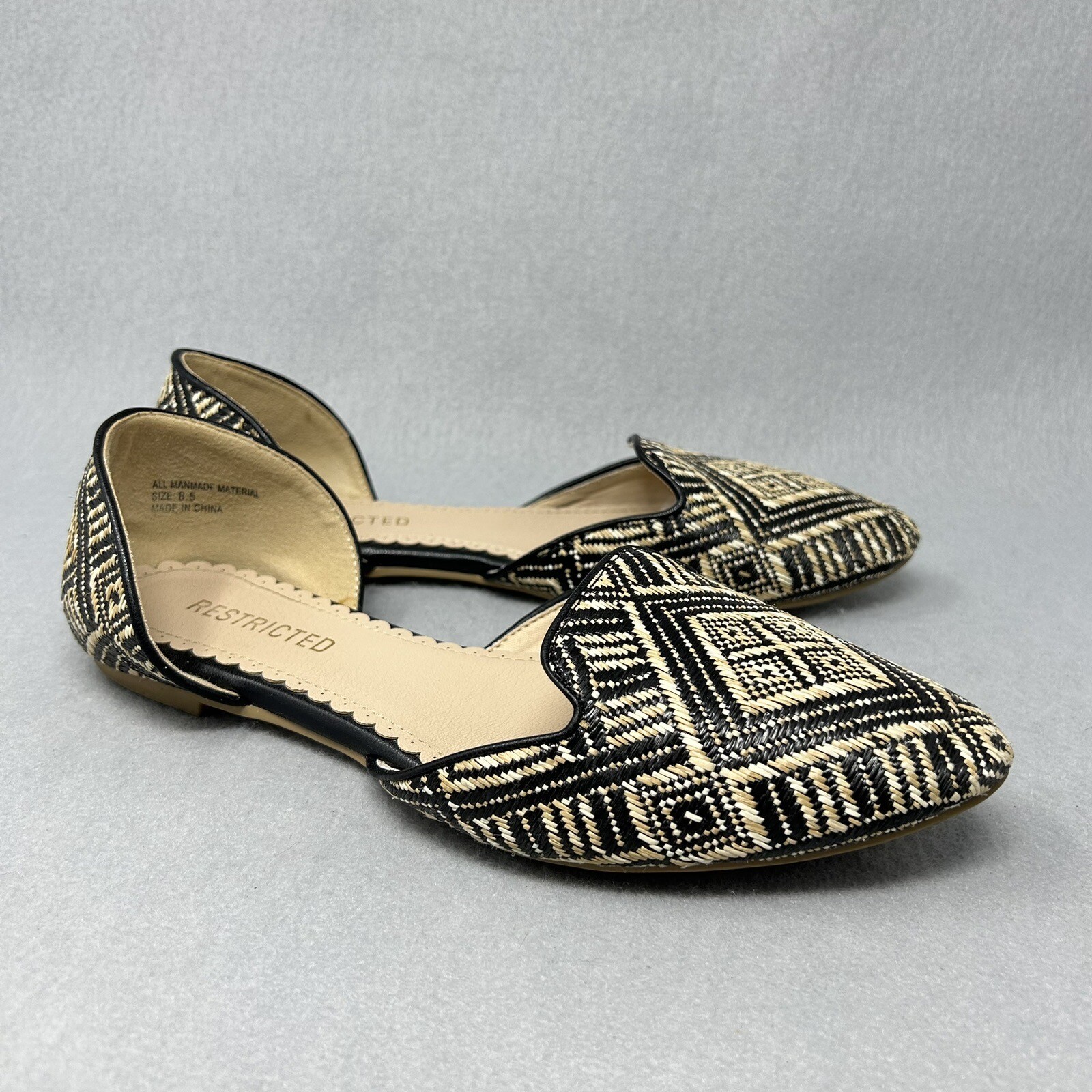 Restricted Size 8.5 Women Shoes Boho Geometric Print Flats Woven Comfort Classic