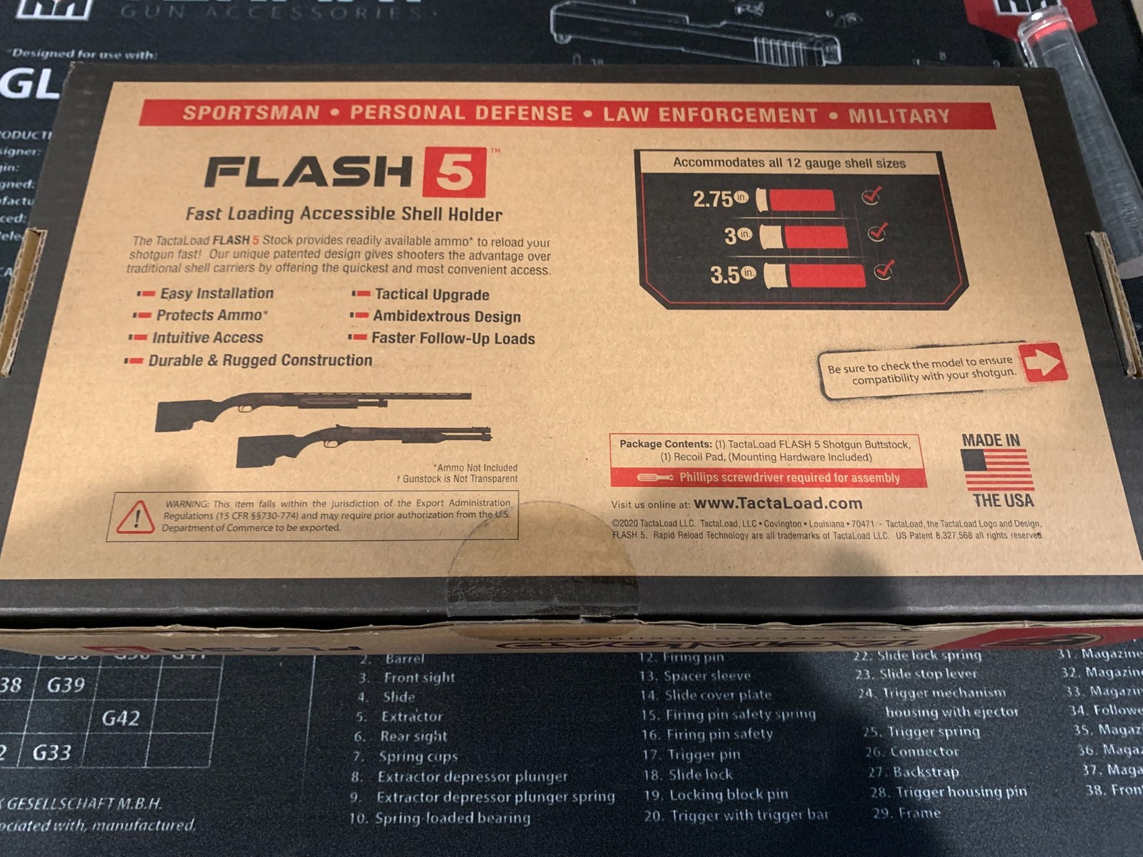 TACTALOAD Flash-5 Stock w/ Integrated Mag Loader - 5 Shell - Rem 870 - Orange