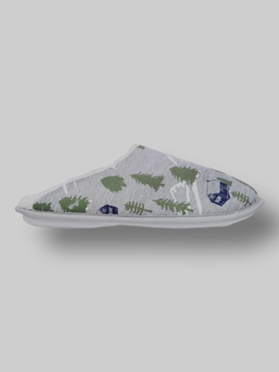 $30 Club Room Men's Gray Forest-Print Fleece-Lined Slipper Shoes Size 8-9/M