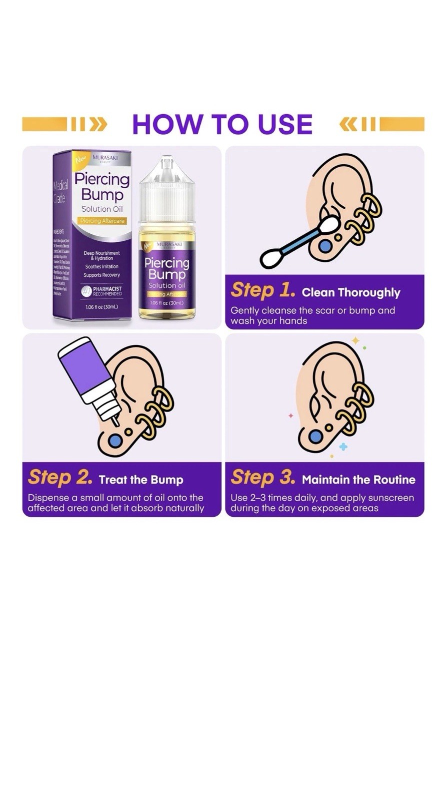 Piercing Bump Solution Oil | for Piercing Aftercare & Scar Appearance