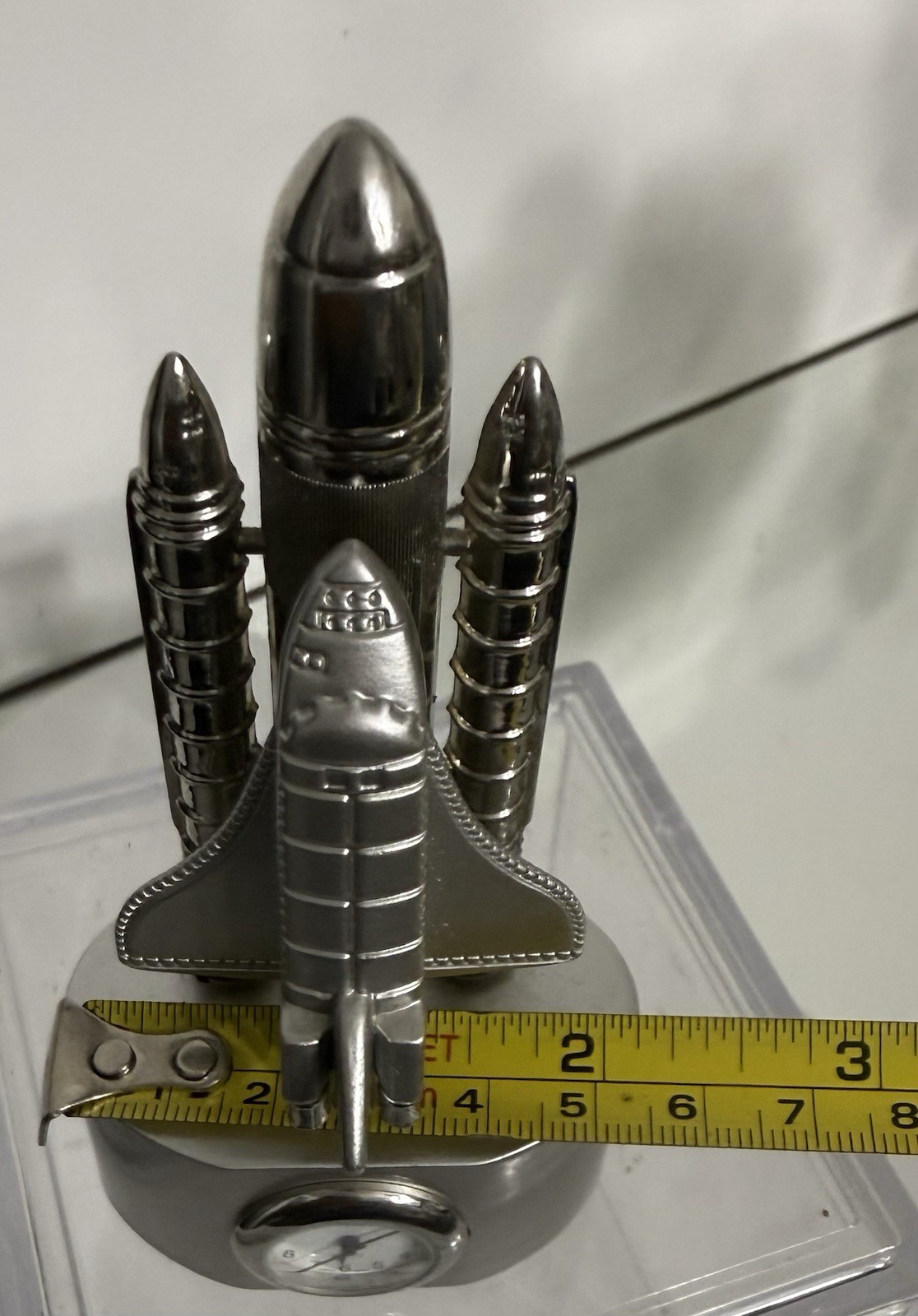 Sanis / Space Shuttle Metal Desk Clock / Silver/ 4.5 In Tall
