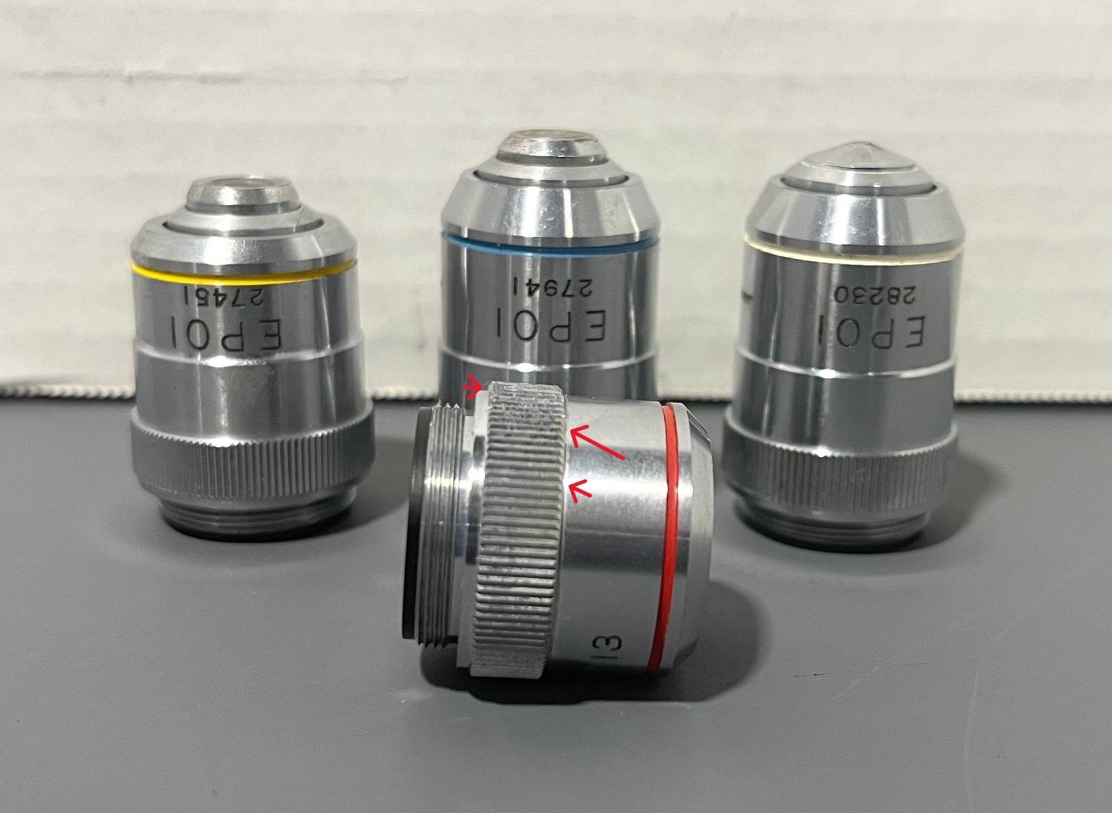 Mixed Lot of EPOI 4/0.13 10/0.25 40/0.65 OiL 100/1.25 Microscope Objectives