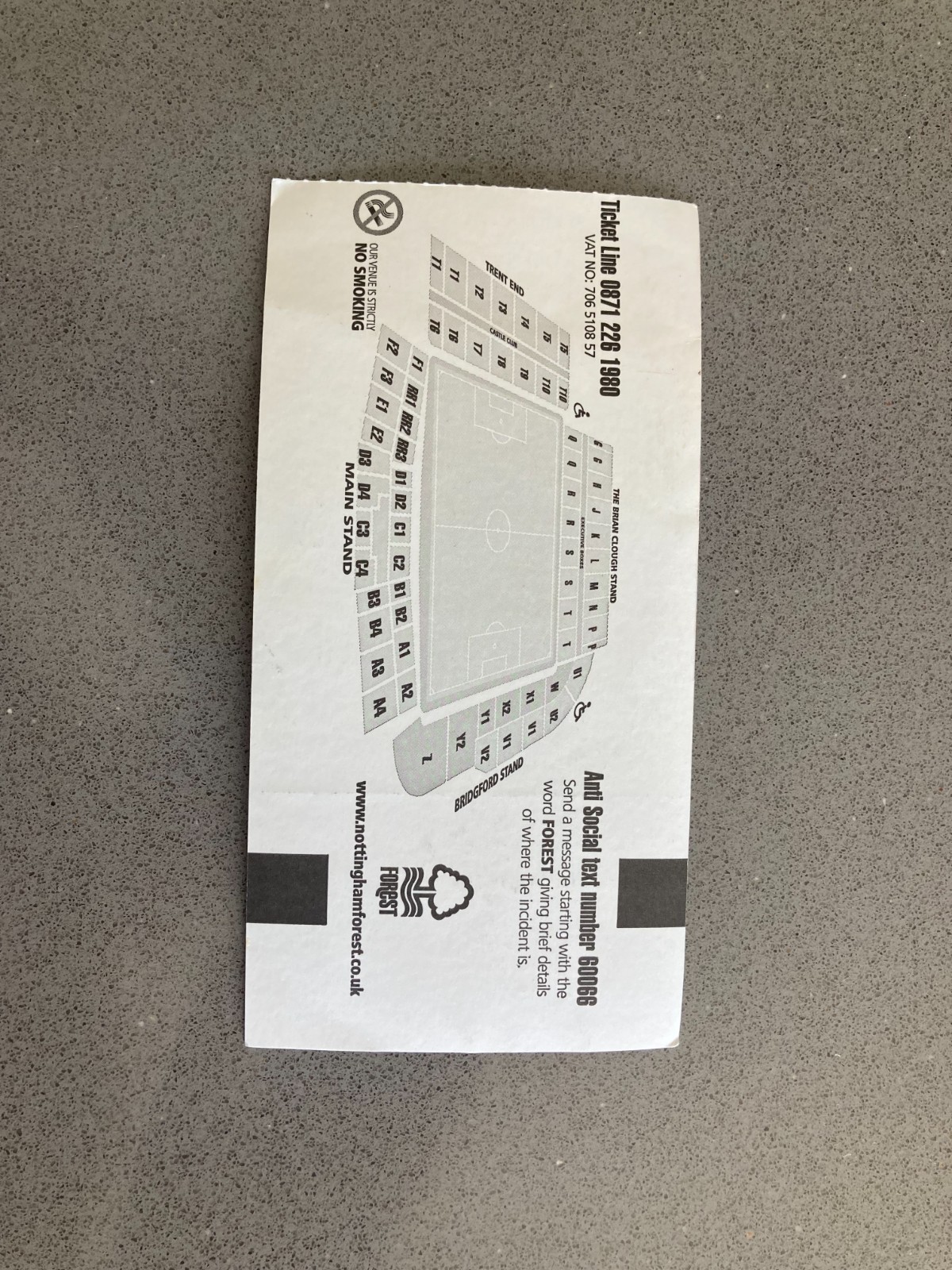 Nottingham Forest v Ipswich Town 2010-11 Match Ticket