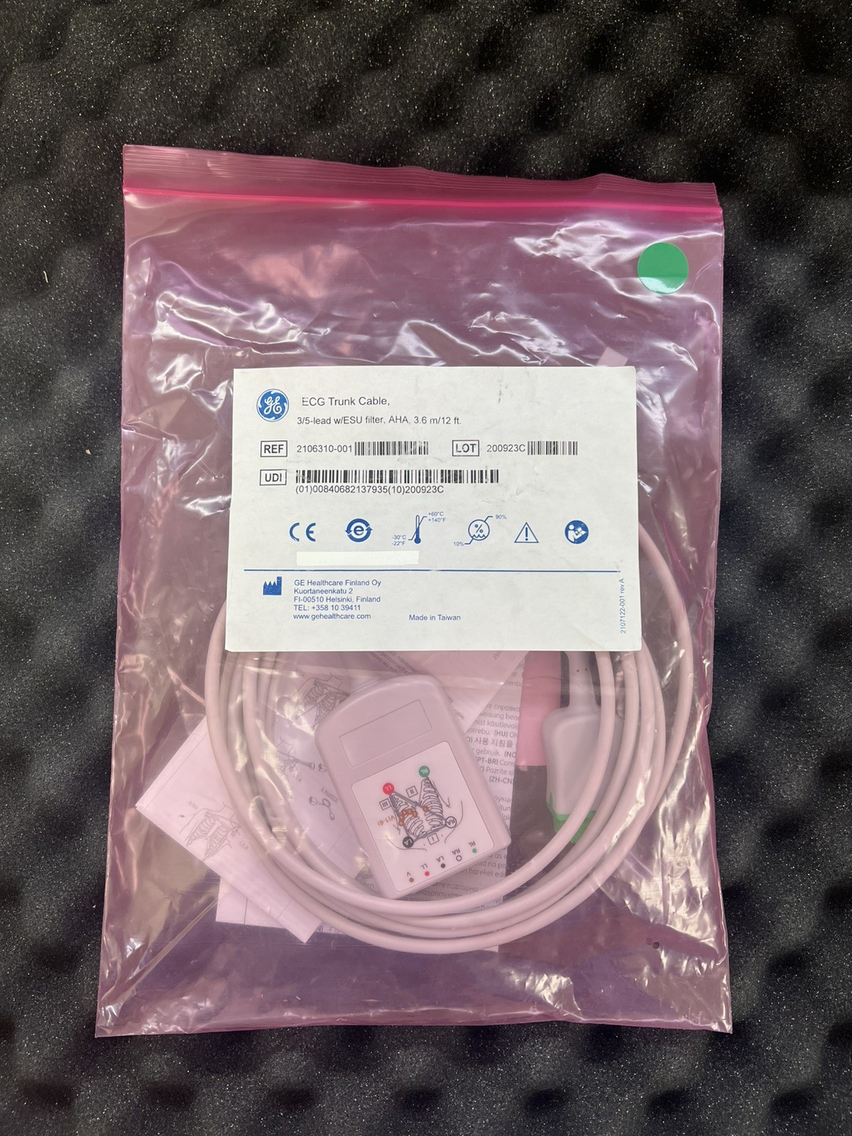 GE 2106310-001 Trunk Cable, 3/5-Lead with ESU Filter, 3.6 m/12 ft Item Brand New
