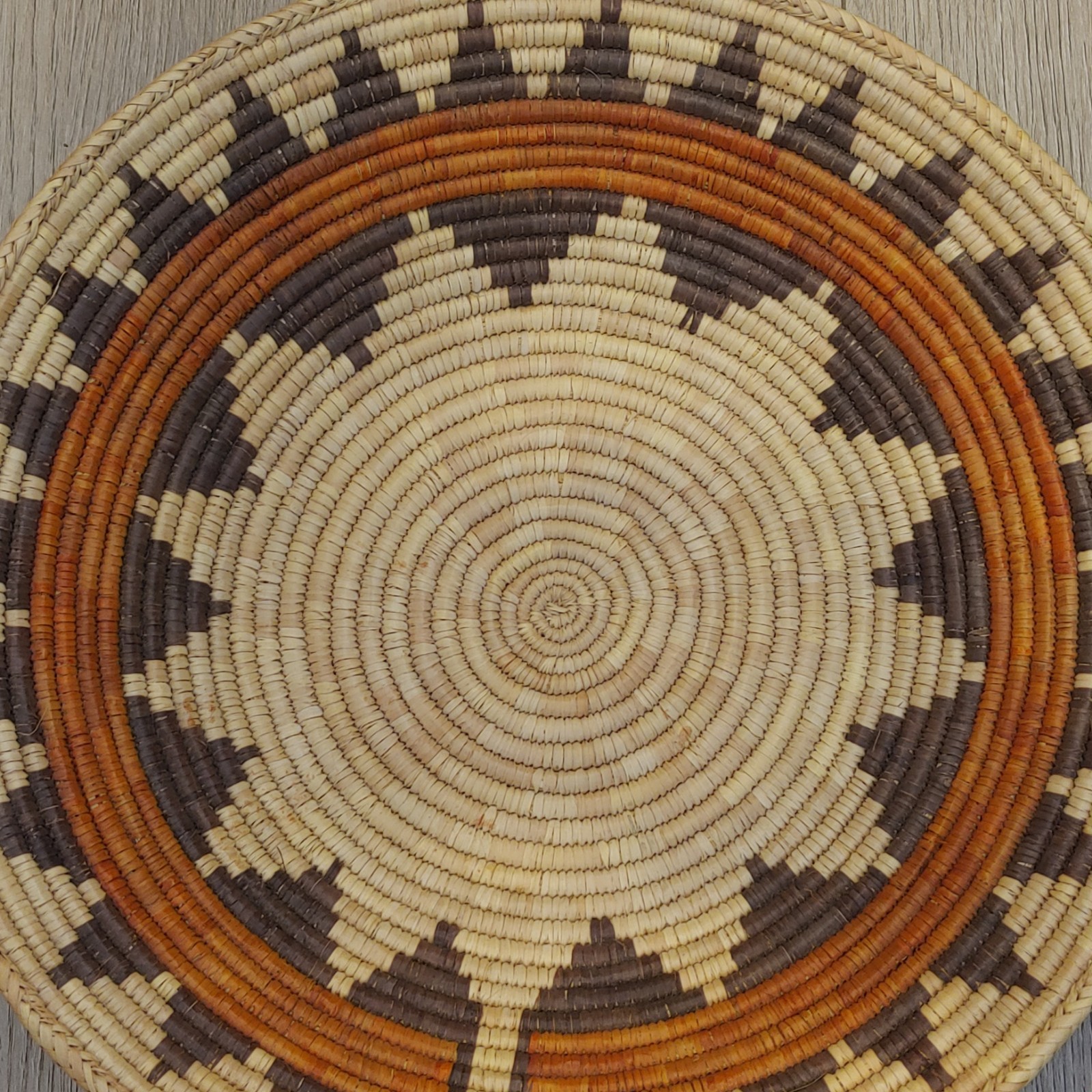 Hand Woven Basket Bowl Star Pattern 16"