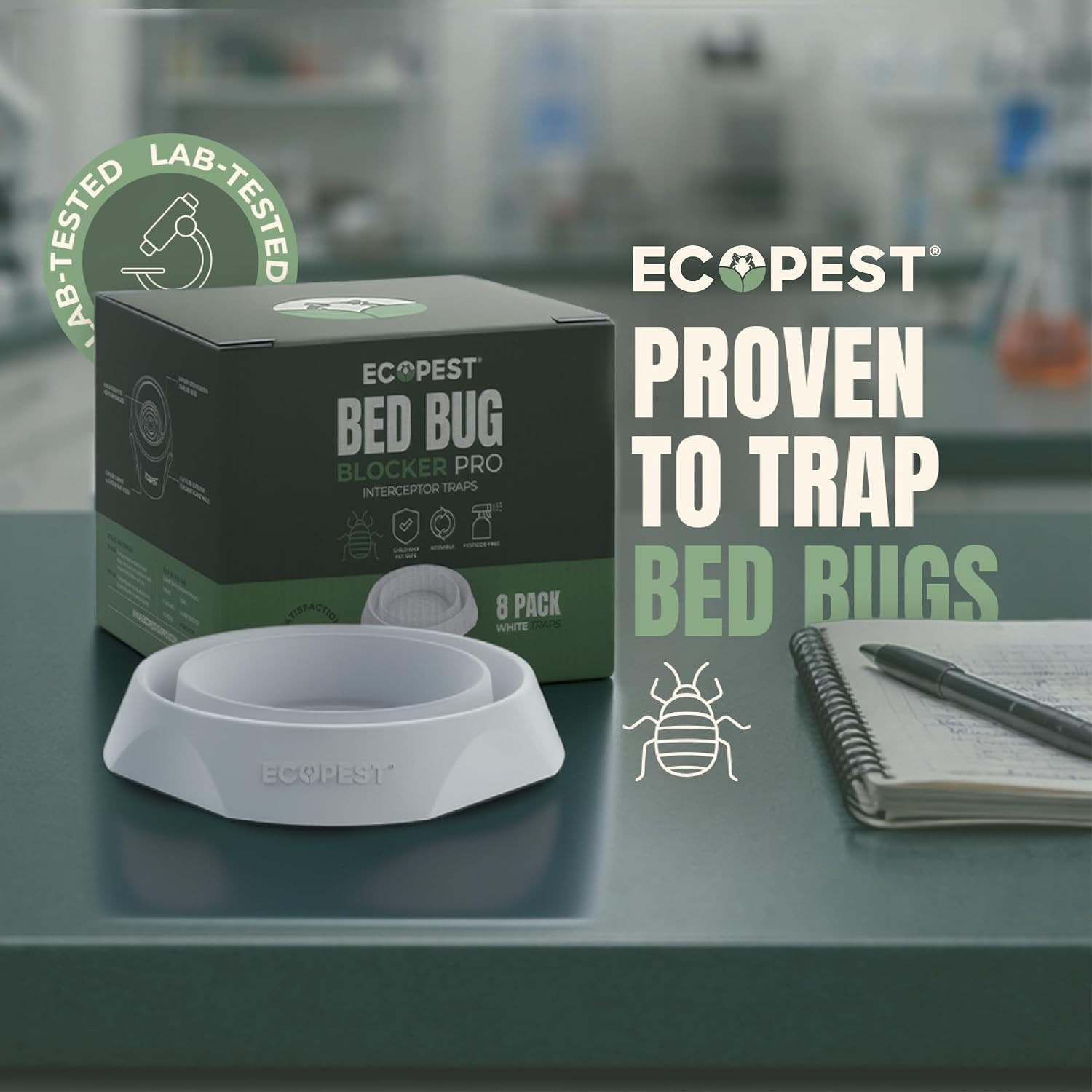Bed Bug Interceptors – 8 Pack | Bed Bug Blocker (Pro) Interceptor Traps (White)