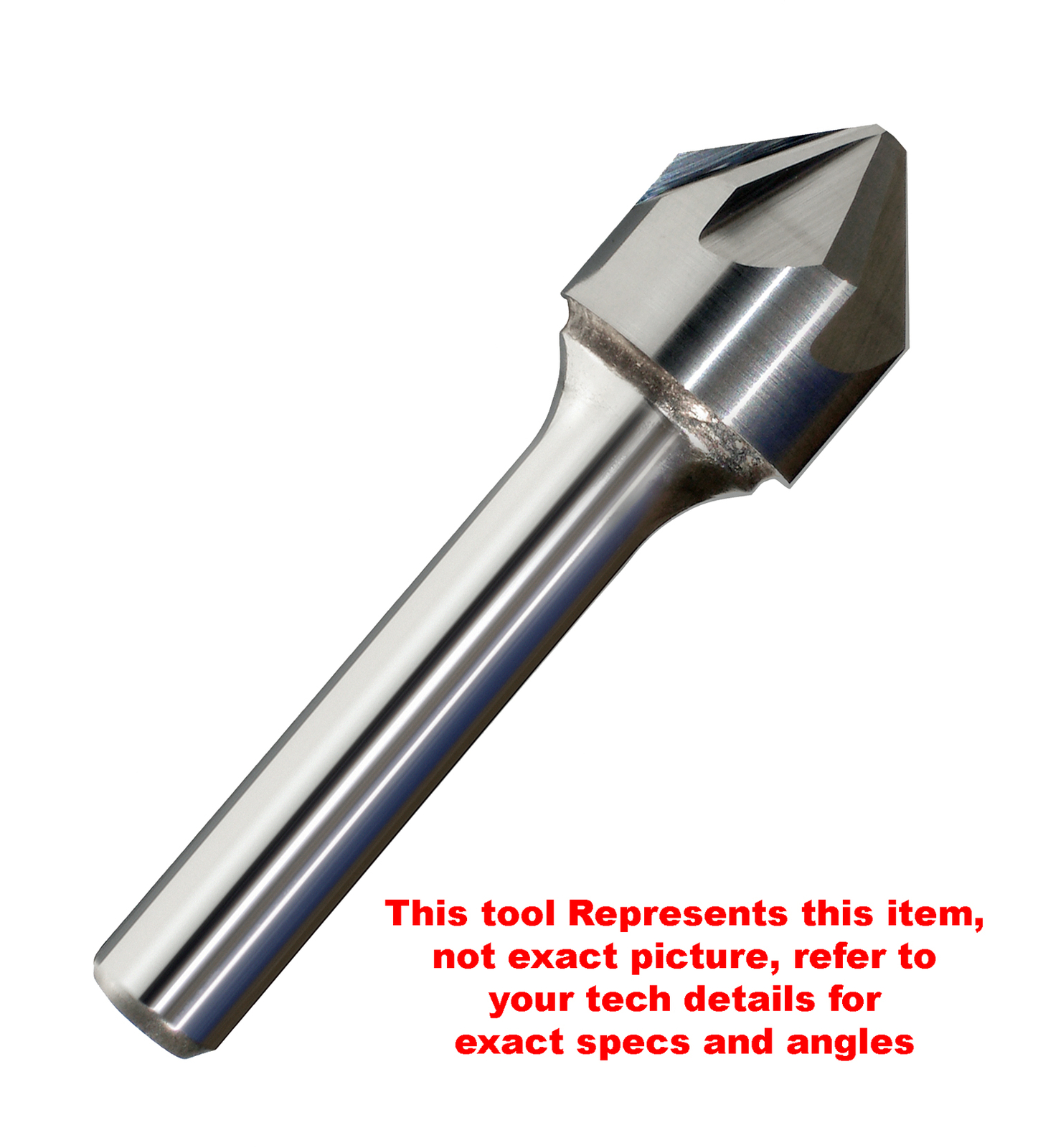 3/16 90° 6 Flute Solid Carbide Single End Countersink 3/16" Shank, 2" OAL USA