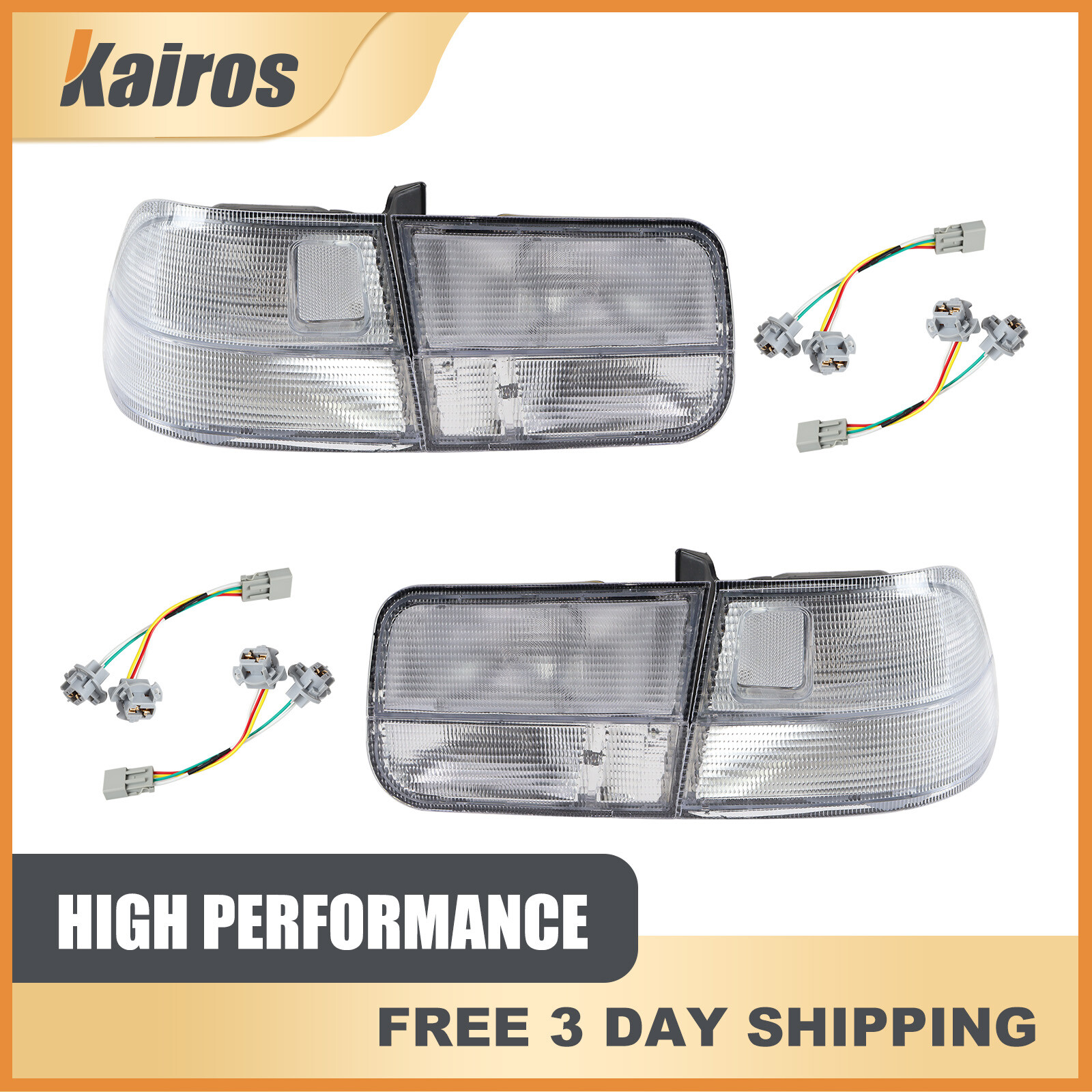 New All Clear 4PCS Rear Tail Light Set For 1996-2000 Honda Civic EX Si 2D Coupe