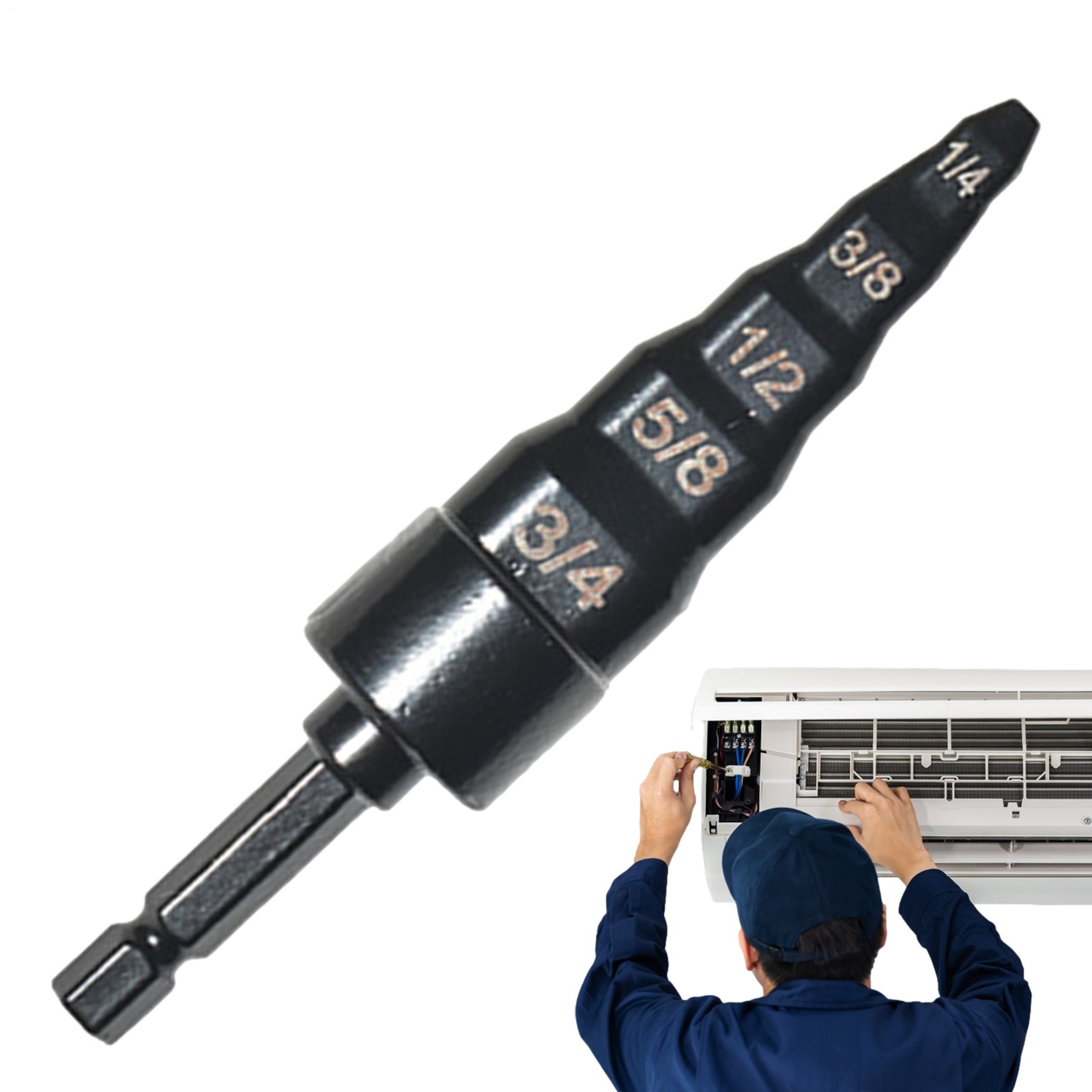 Air Conditioner Copper Pipe Tube Expander Swaging Tool Kit Drill Bit Flaring