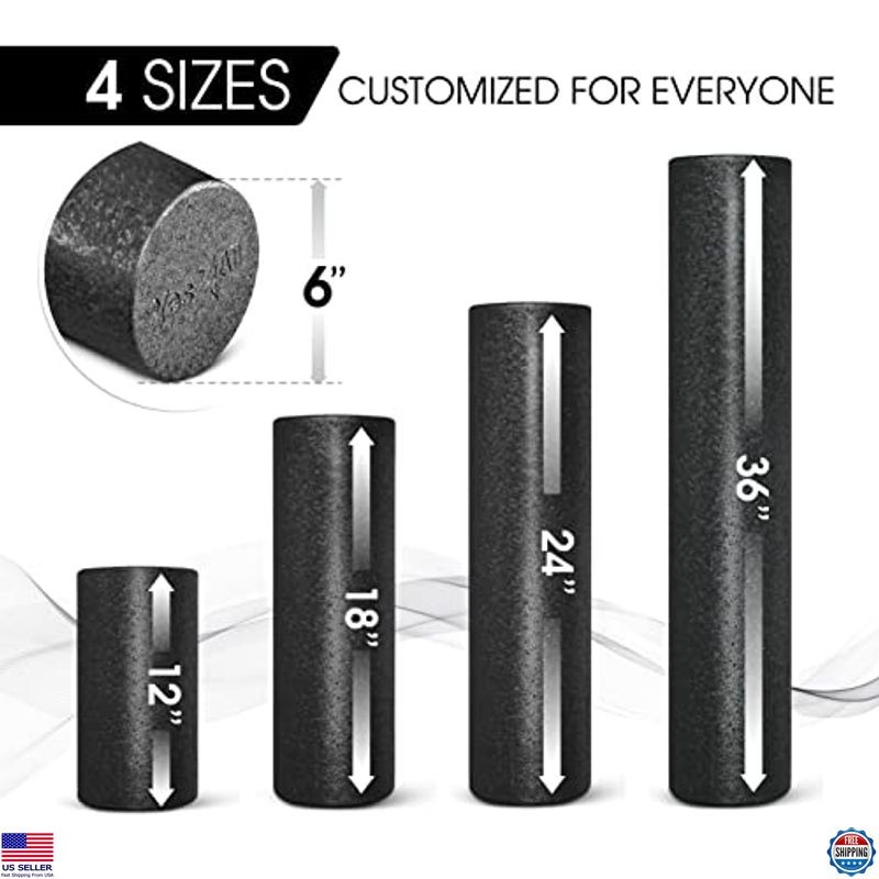 High-Density EPP Round Foam Roller for Yoga, Pilates & Stretching - 12-36"