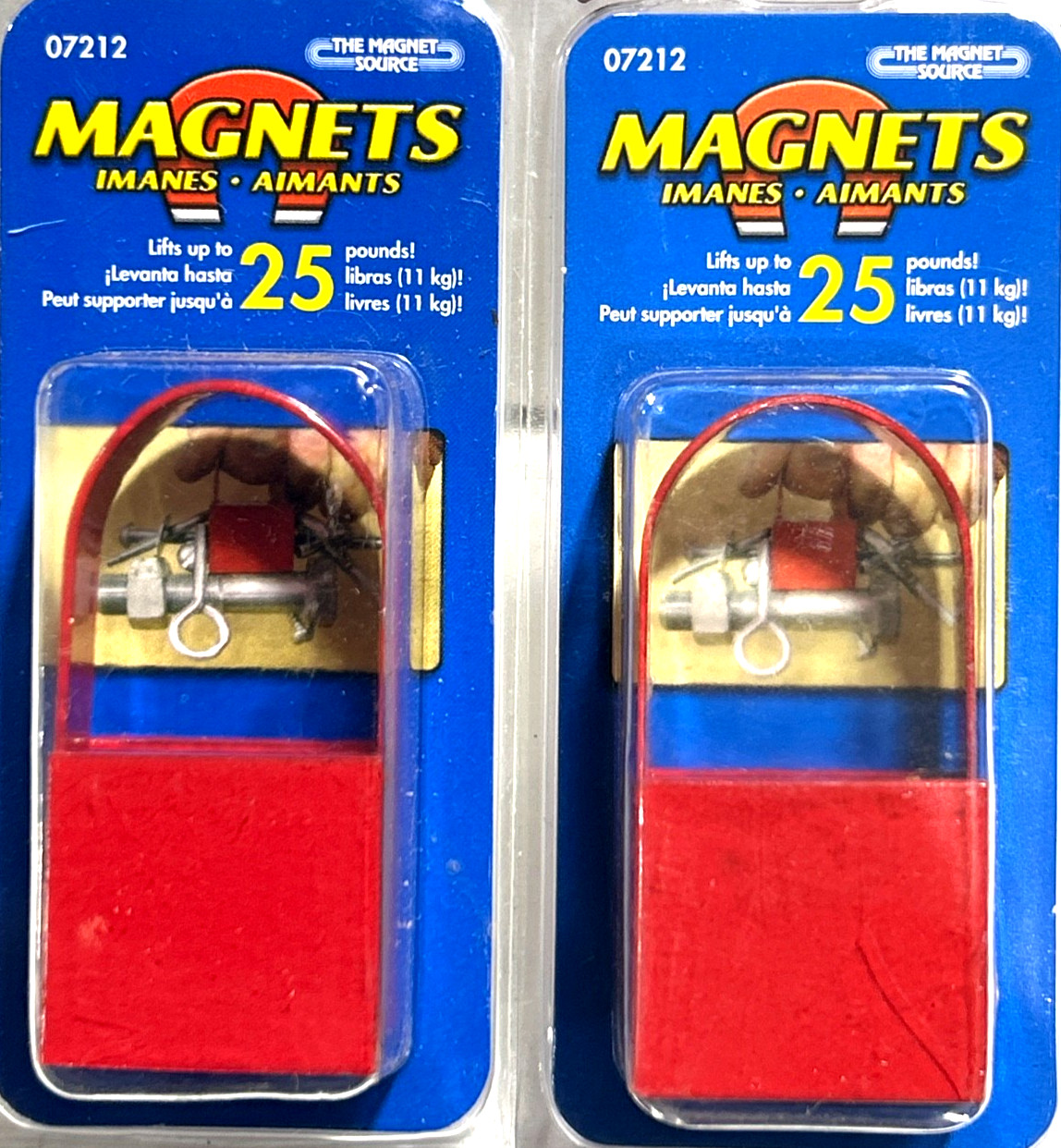 Lot of 2. MASTER MAGNETIC 7212 25LB LIFT MAGNET WITH HANDLE (blue cart 1