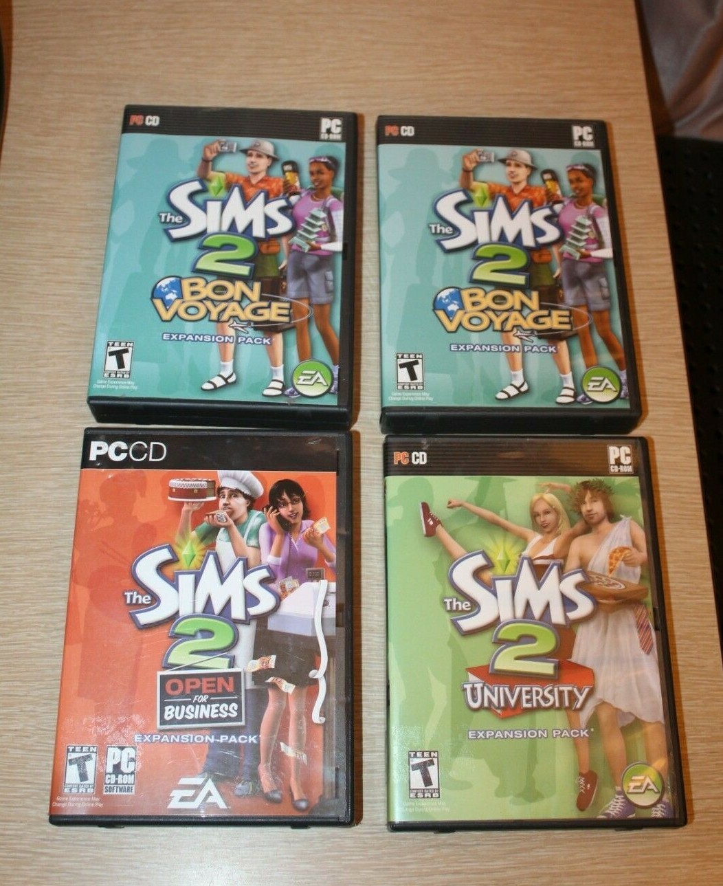 THE SIMS 2 Expansion Pack BUNDLE LOT SET of 4 Bon Voyage University Business PC