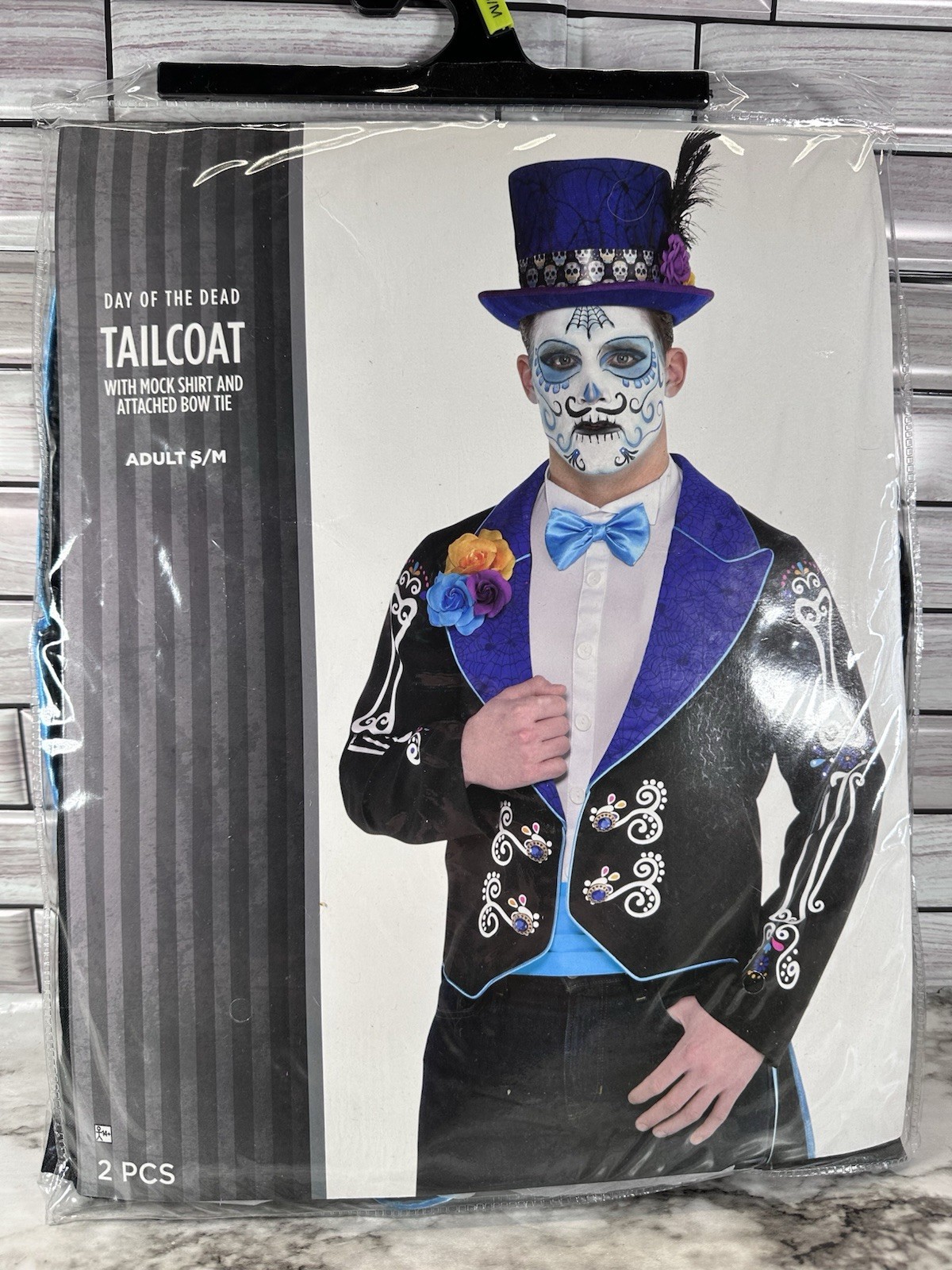 Tailcoat Day of the Dead Dia de Los Muertos Sugar Skull Costume Adult S/M NEW