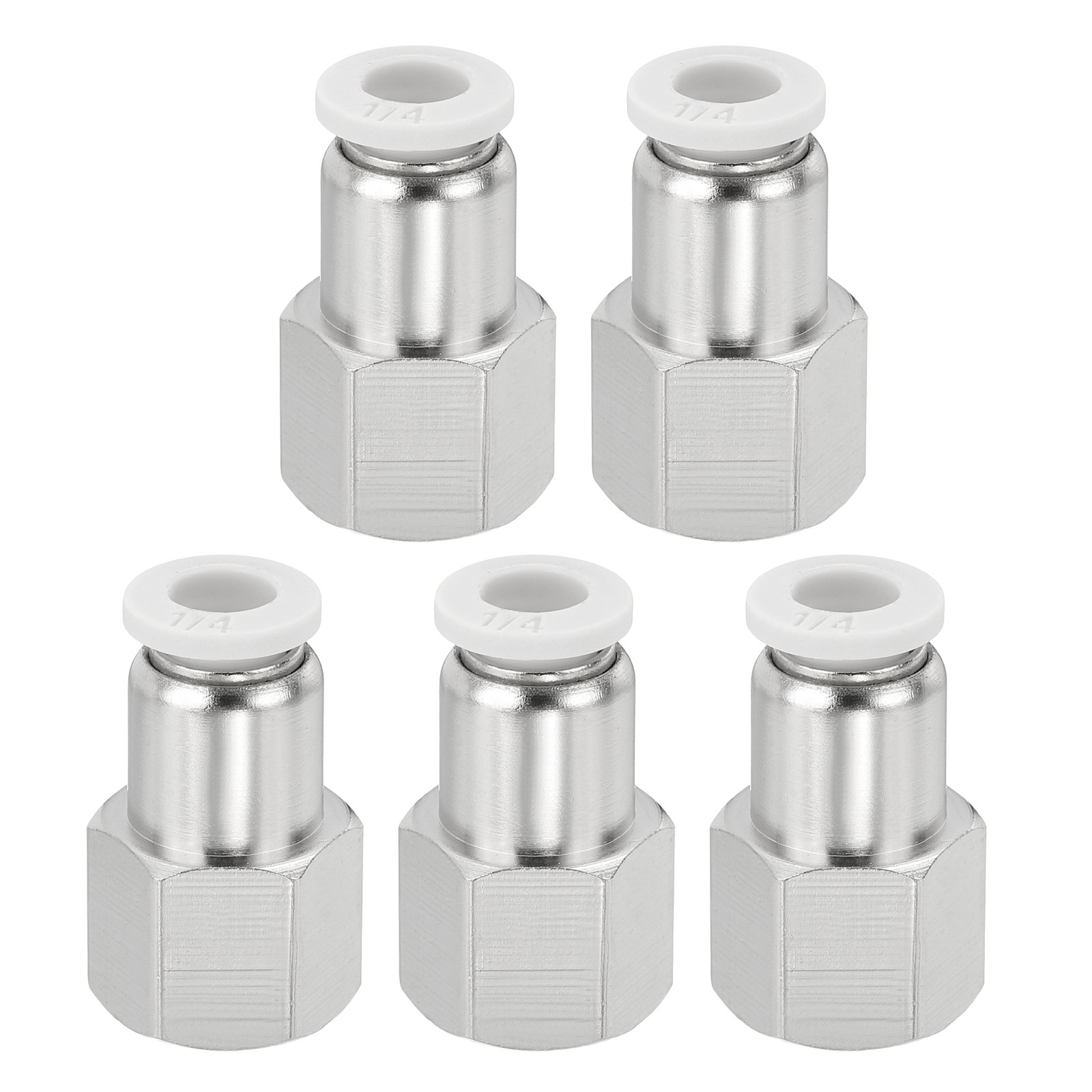 5 Pcs NPT Female 1/4 Inch OD x 1/4" NPT Thread Push to Connect Fittings, White