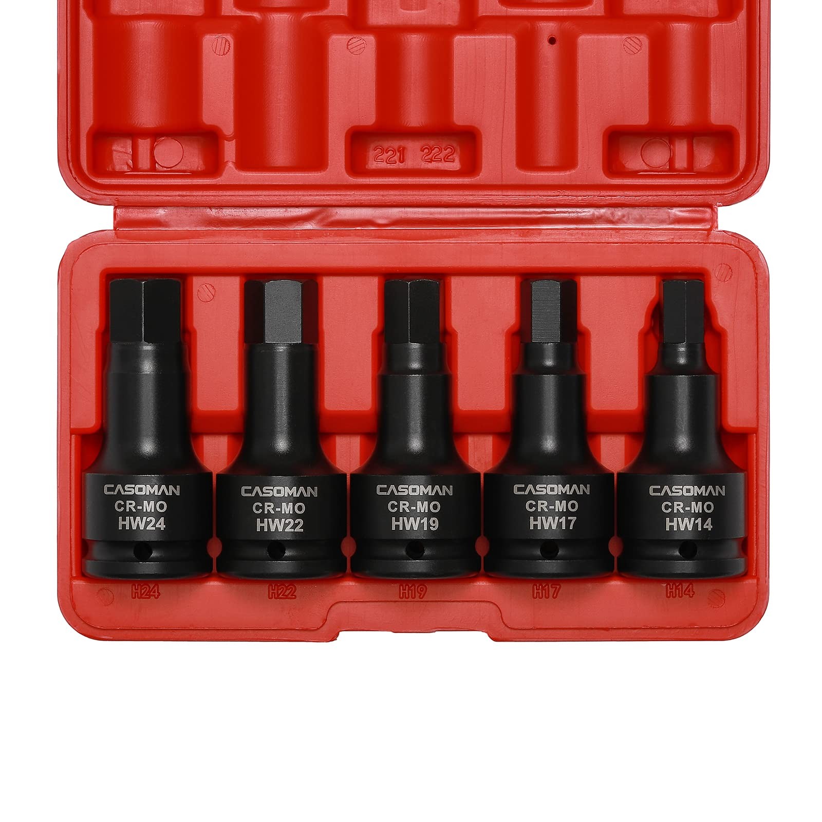 CASOMAN 3/4 Inch Drive Impact Hex Driver Set, 5-Pieces, Metric, 14mm, Metric