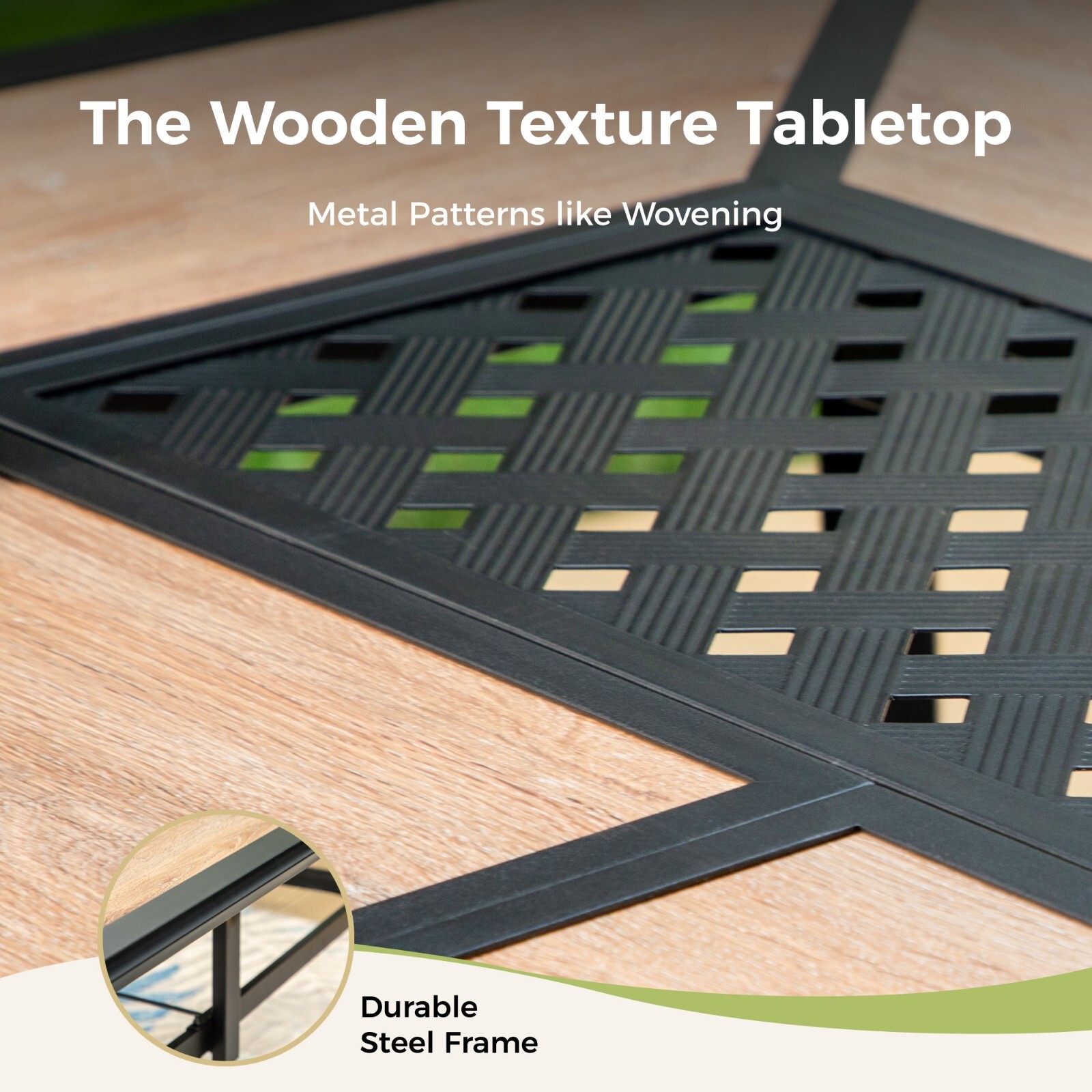 Outdoor Dining Table with 1.6''-2'' Umbrella Hole Patio Dining Table Rectangular