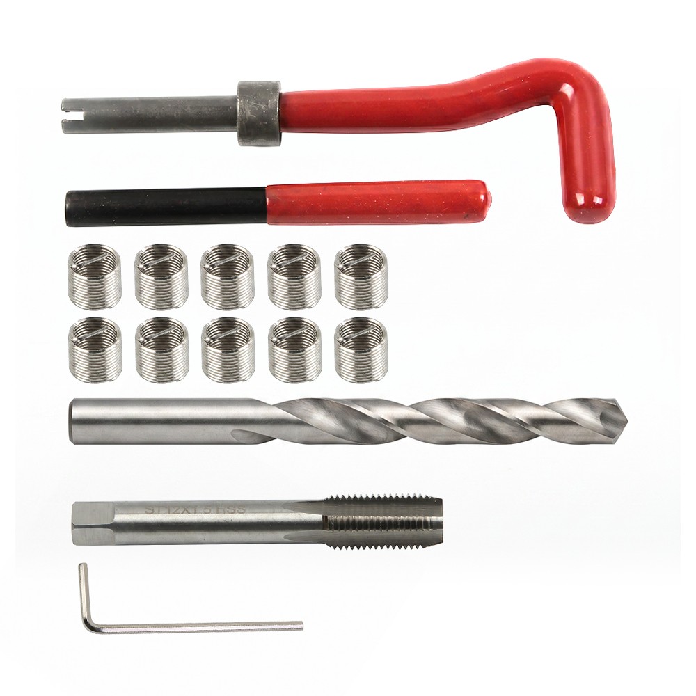 15PC M12 x 1.5 Thread Repair Tool Stainless Helicoil Wire Insert Kit