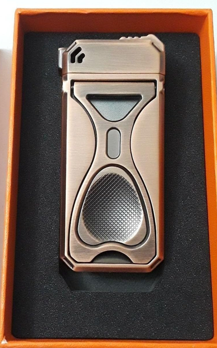 Pipe Lighter with Stand, 3 Collapsible Cleaning Tools, Refillable ,Bronze Color