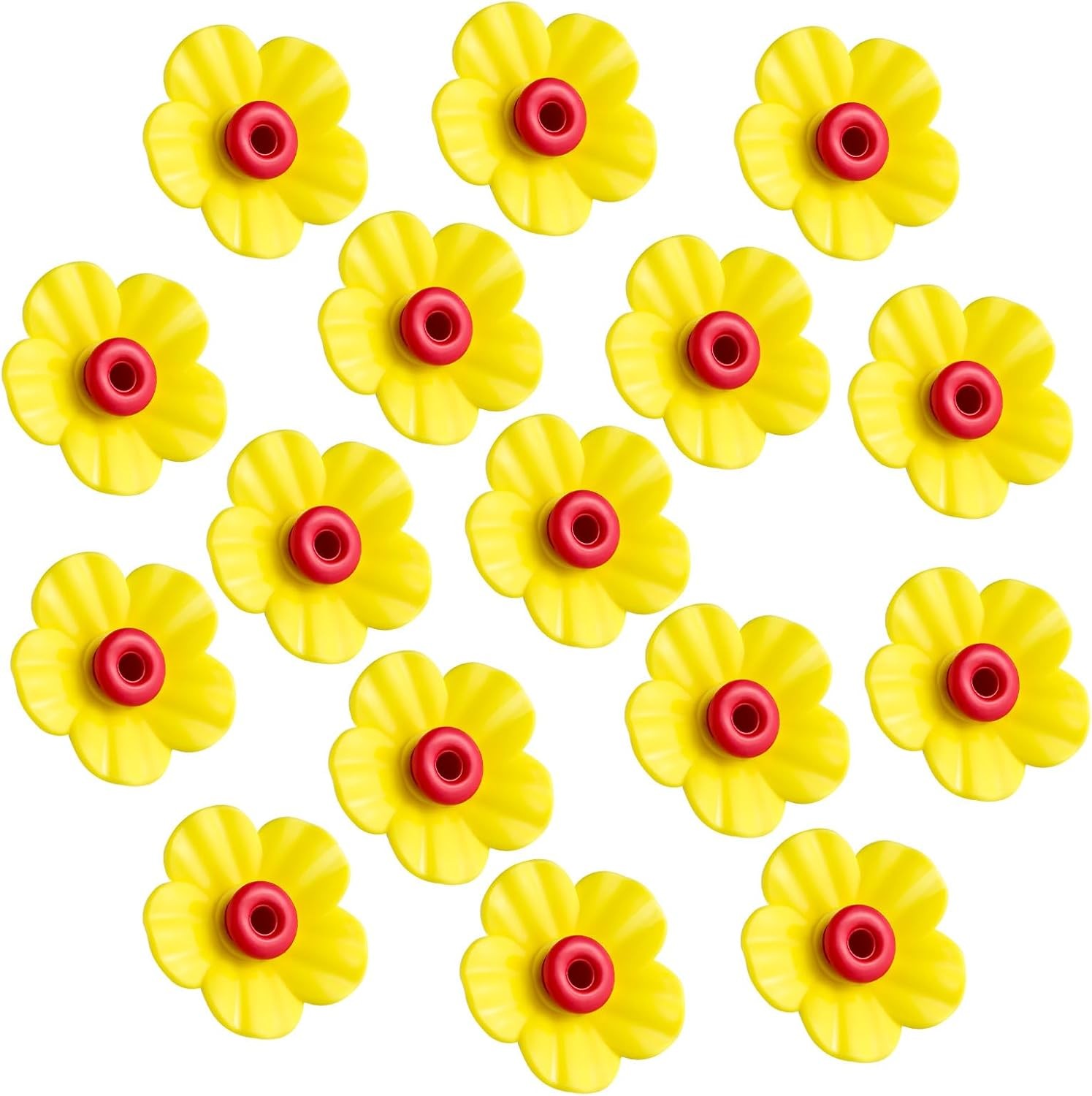 Patelai 16 Pieces Hummingbird Feeders Replacement Flowers, Yellow, Red