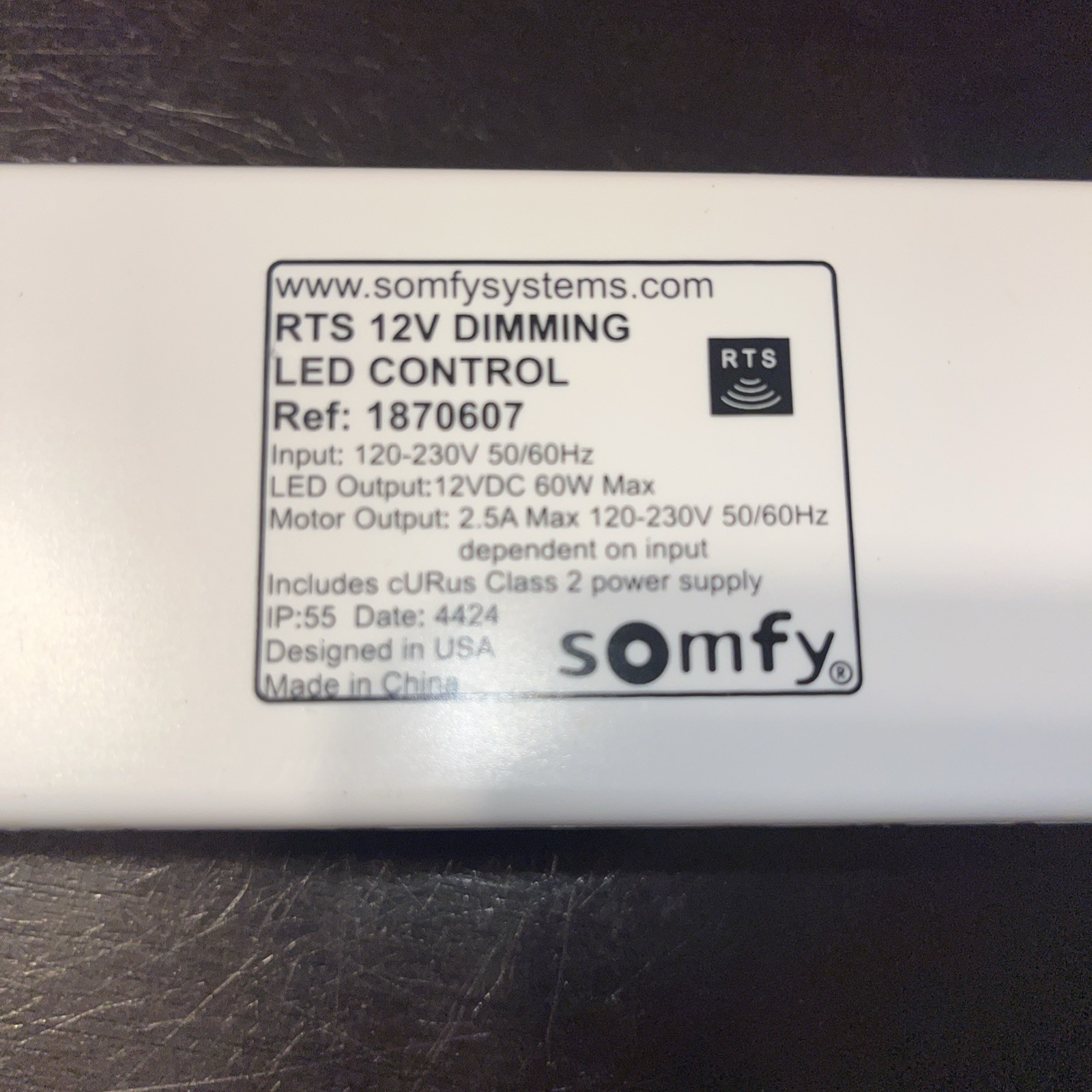 Somfy Dimming Control Led  18770607 Rts 12v D USED TESTED/WORKING