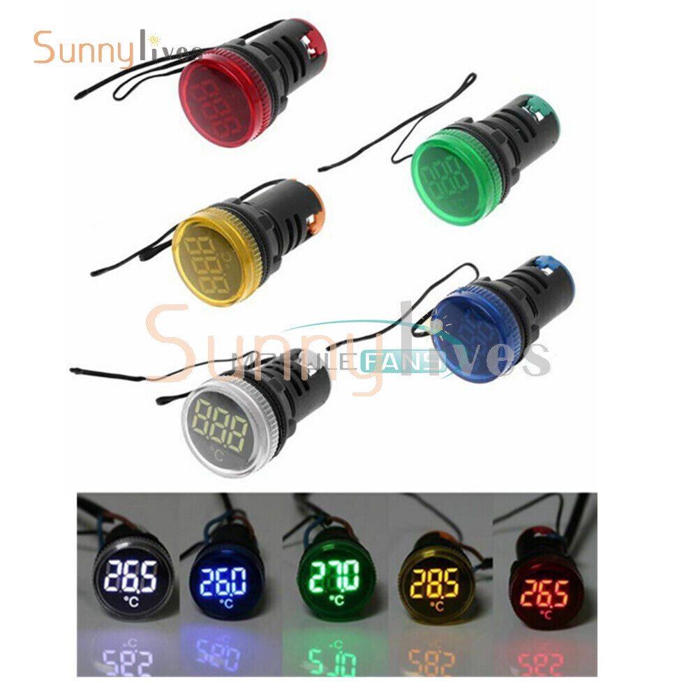 22mm Thermometer Indicator Light LED Digital Display Temperature Meter AC50-380V