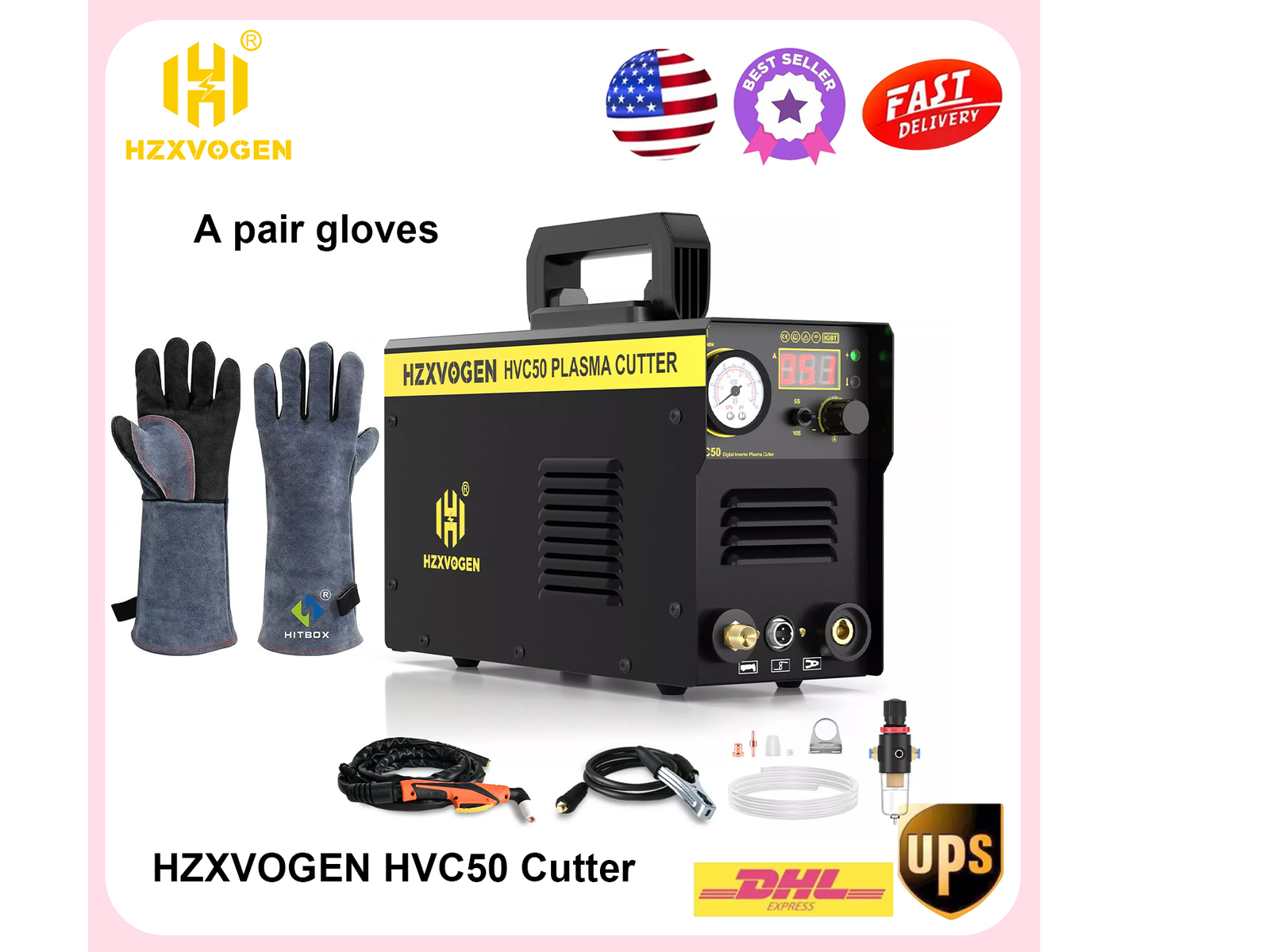 110V/220V Clean Cut Machine Plasma Cutter Contact Touch Pilot ARC 40Amp &Gloves