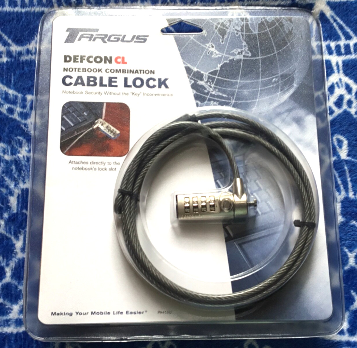 Targus Defcon CL Notebook Combination Lock Attaches NB Lock Slot Security