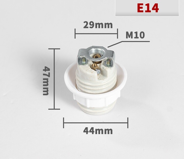 Screw E14 E27 Ceramic Porcelain Socket Light Bulb Holder for E14 E27 with Ring