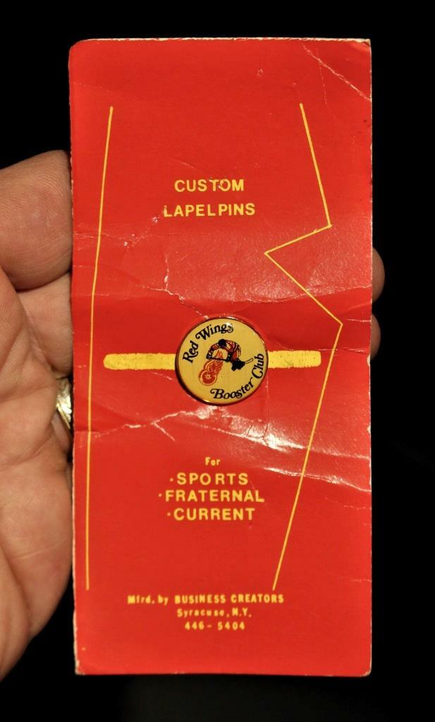 Vintage Early 1960's Detroit Red Wings Booster Club Lapel Pin in Packaging!