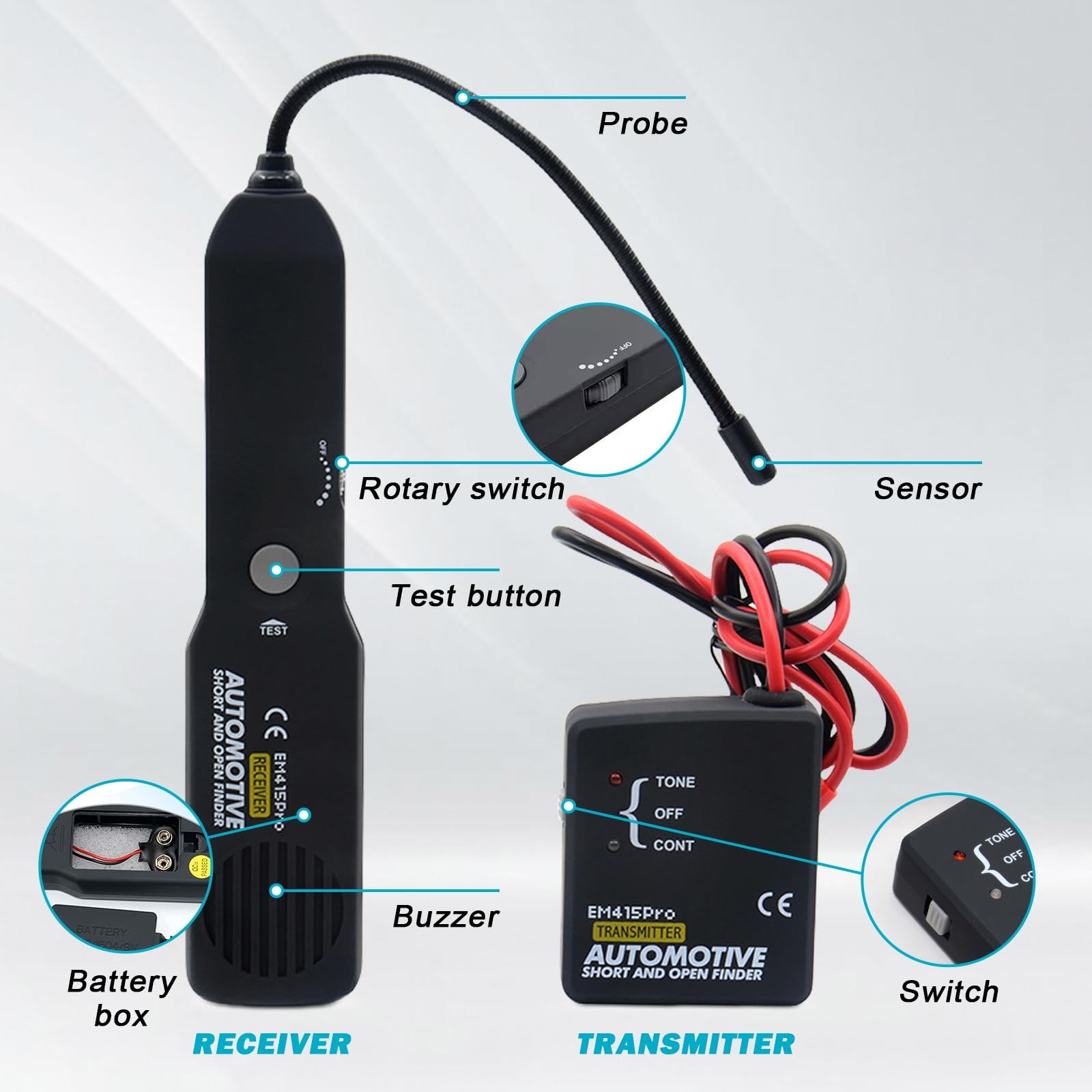 Cable Break Detector, Em415pro DC 642v Car Wire Break Tester, Cable Tracker, K...