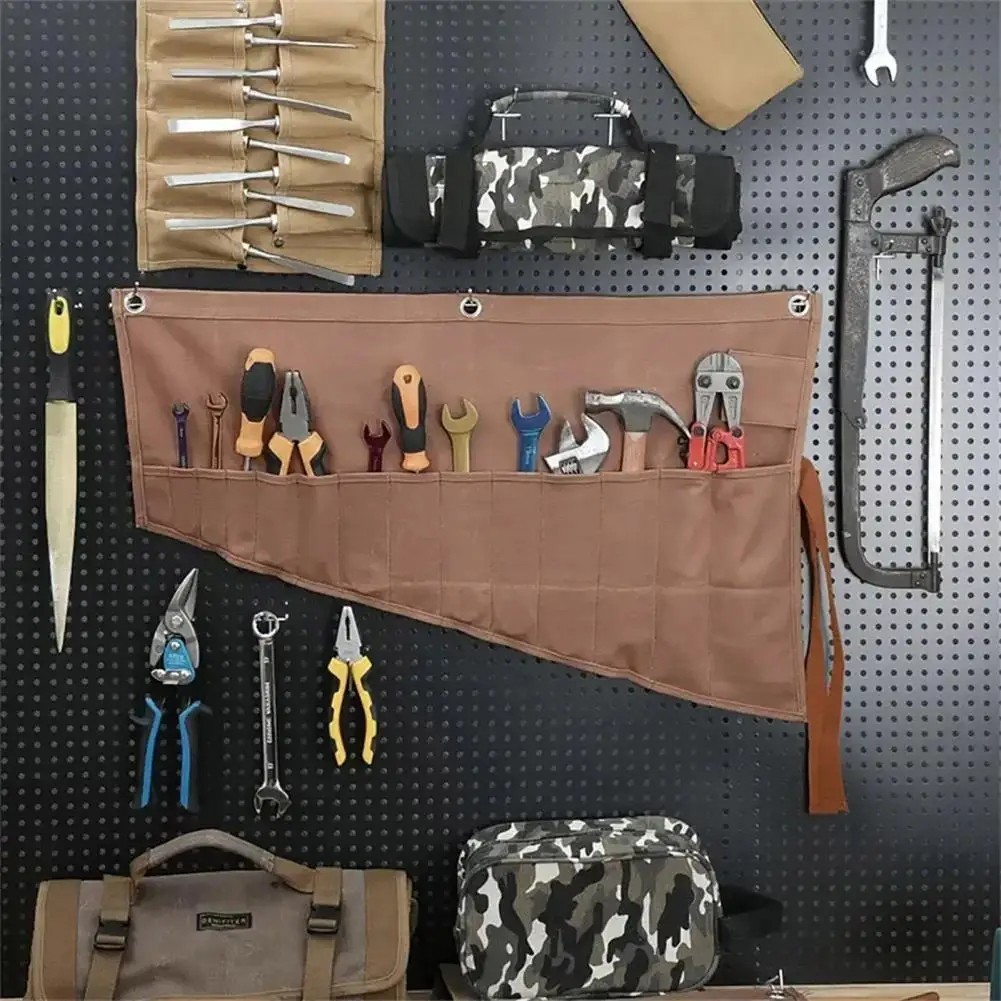 Wrench Roll Organizer Tool Storage Bag 16 Pockets Foldable Portable Rolled Tool