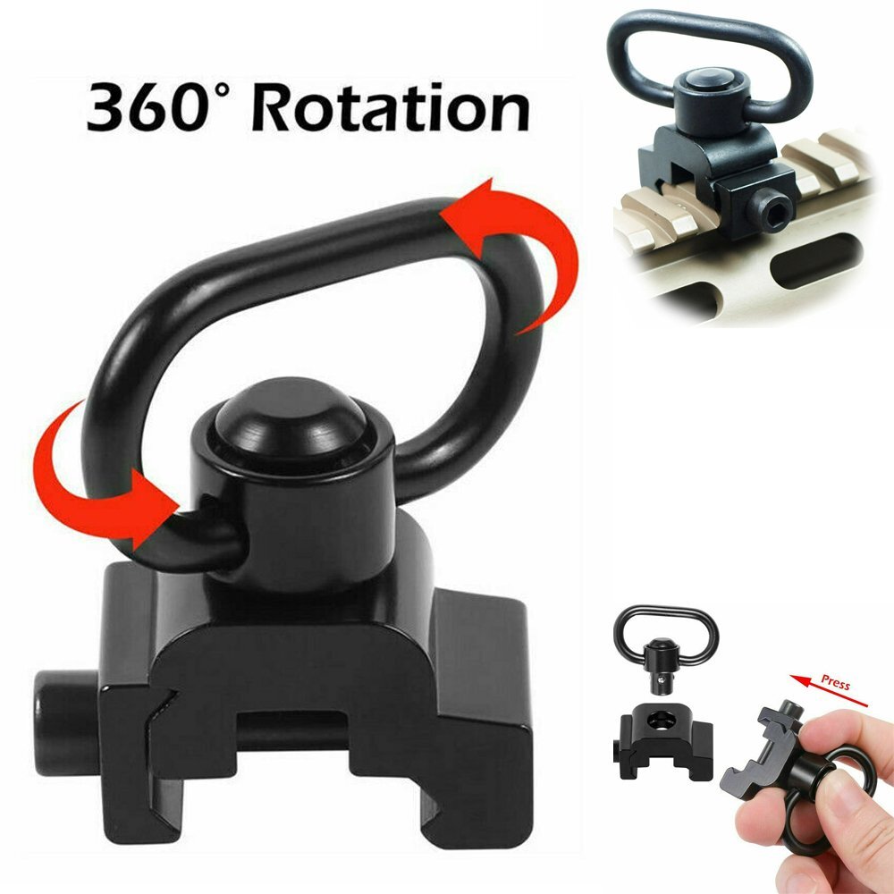 Quick Detach Push Button QD Sling Swivel Attachment w/ 20mm Picatinny Rail Mount