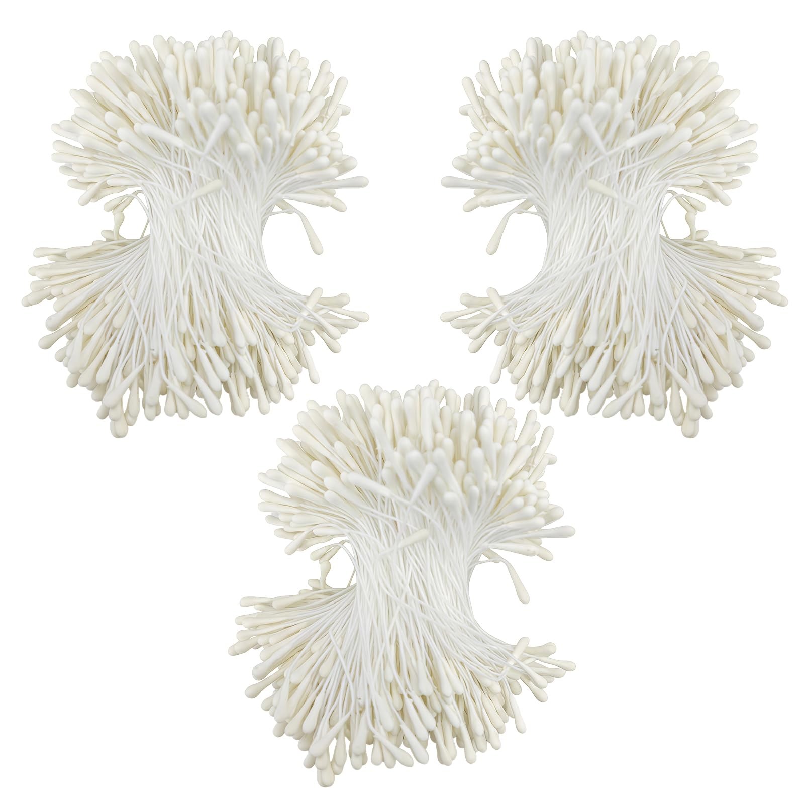 1200 PCS 2mm Creamy White Double Heads Artificial Pearlized Flower Stamens