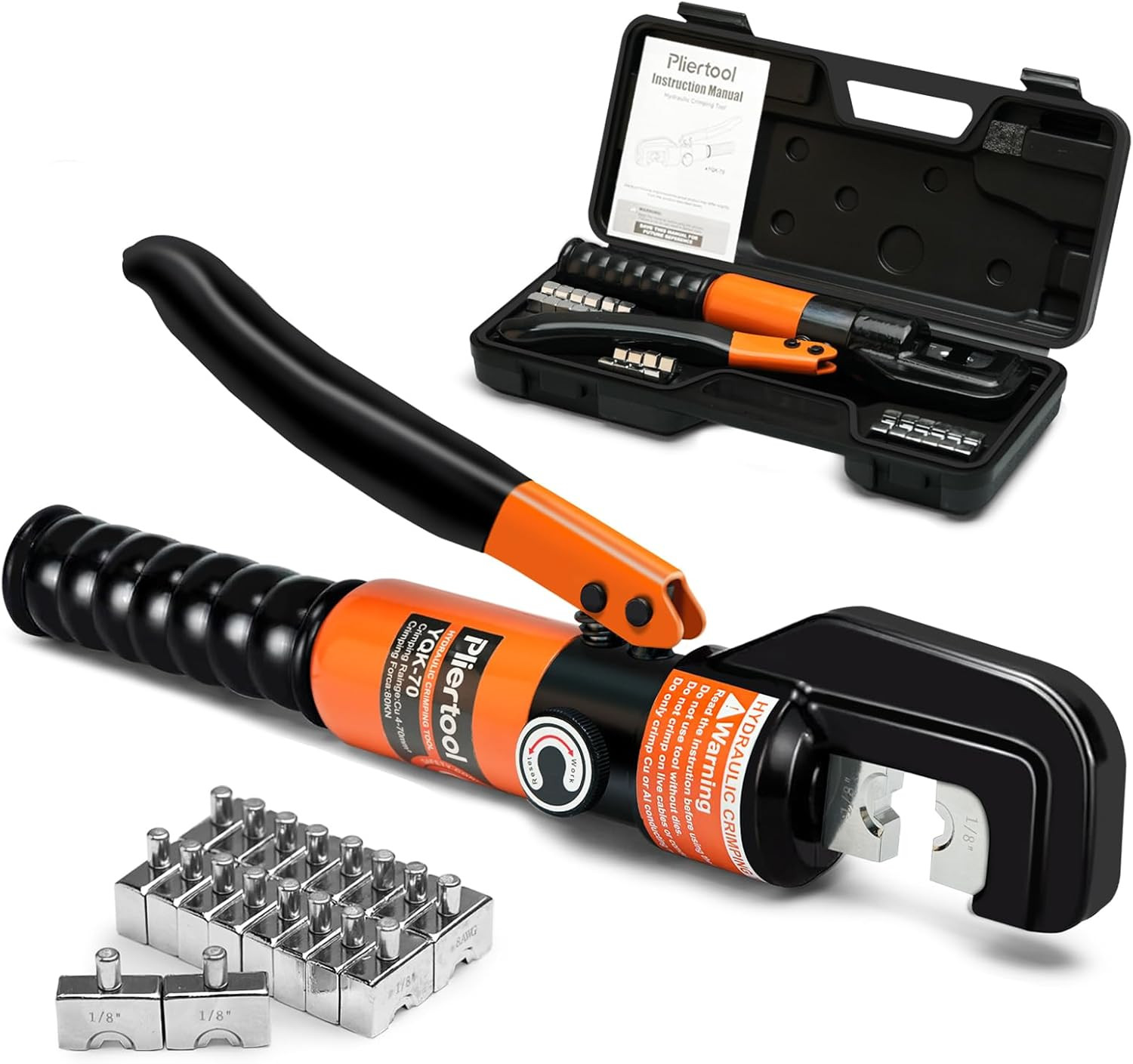 Hydraulic Battery Cable Crimpers 10 Tons 12‑2/0 AWG Stainless Steel Railing | He