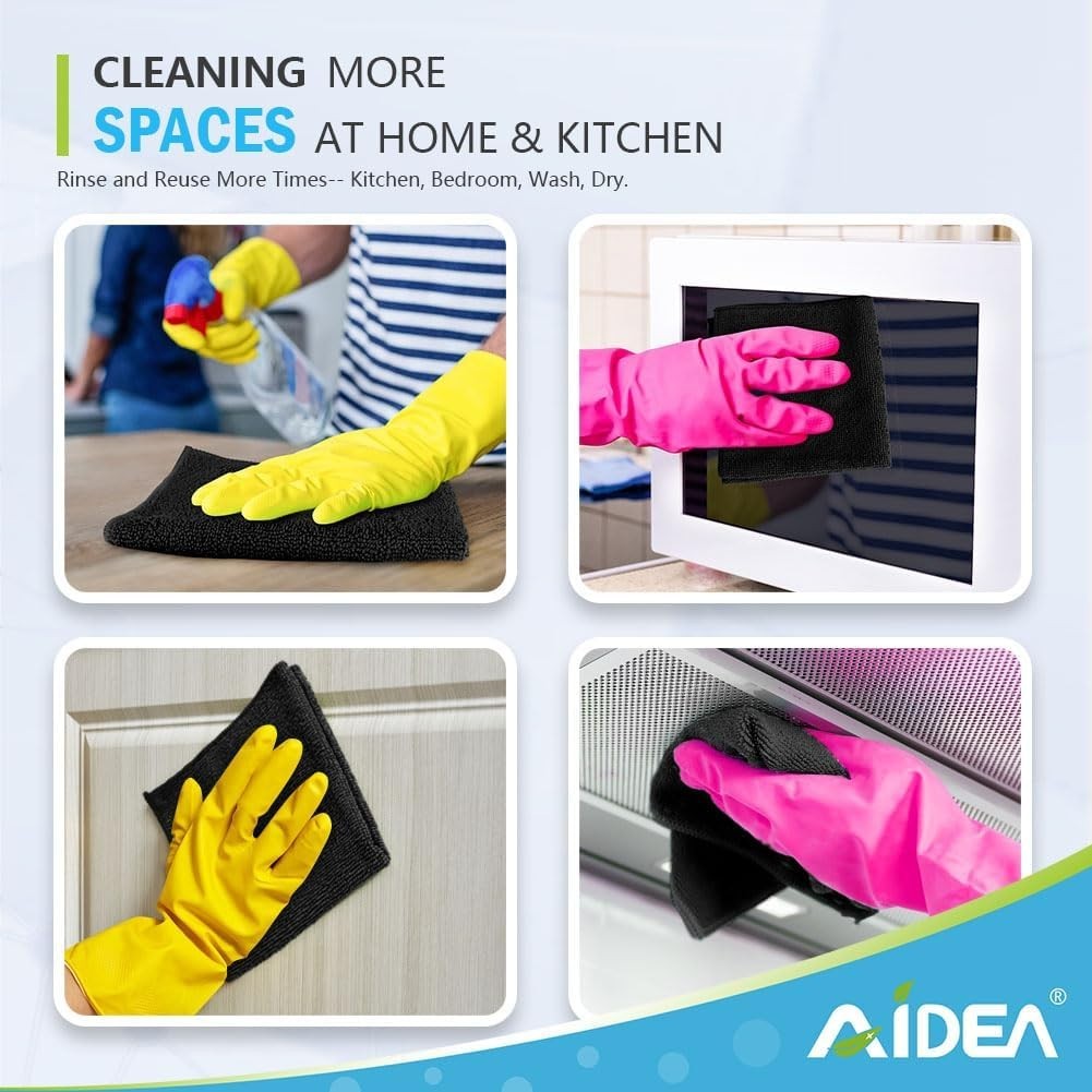 Soft, Durable Microfiber Cleaning Rags - 12 Pk, Machine Washable & Scratch-Free