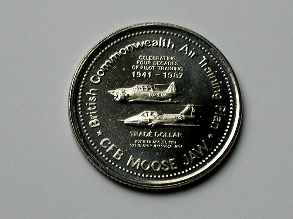 CFB Moose Jaw SK CANADA 1987 Trade DOLLAR Token for RCAF/RAF Pilot Instruction
