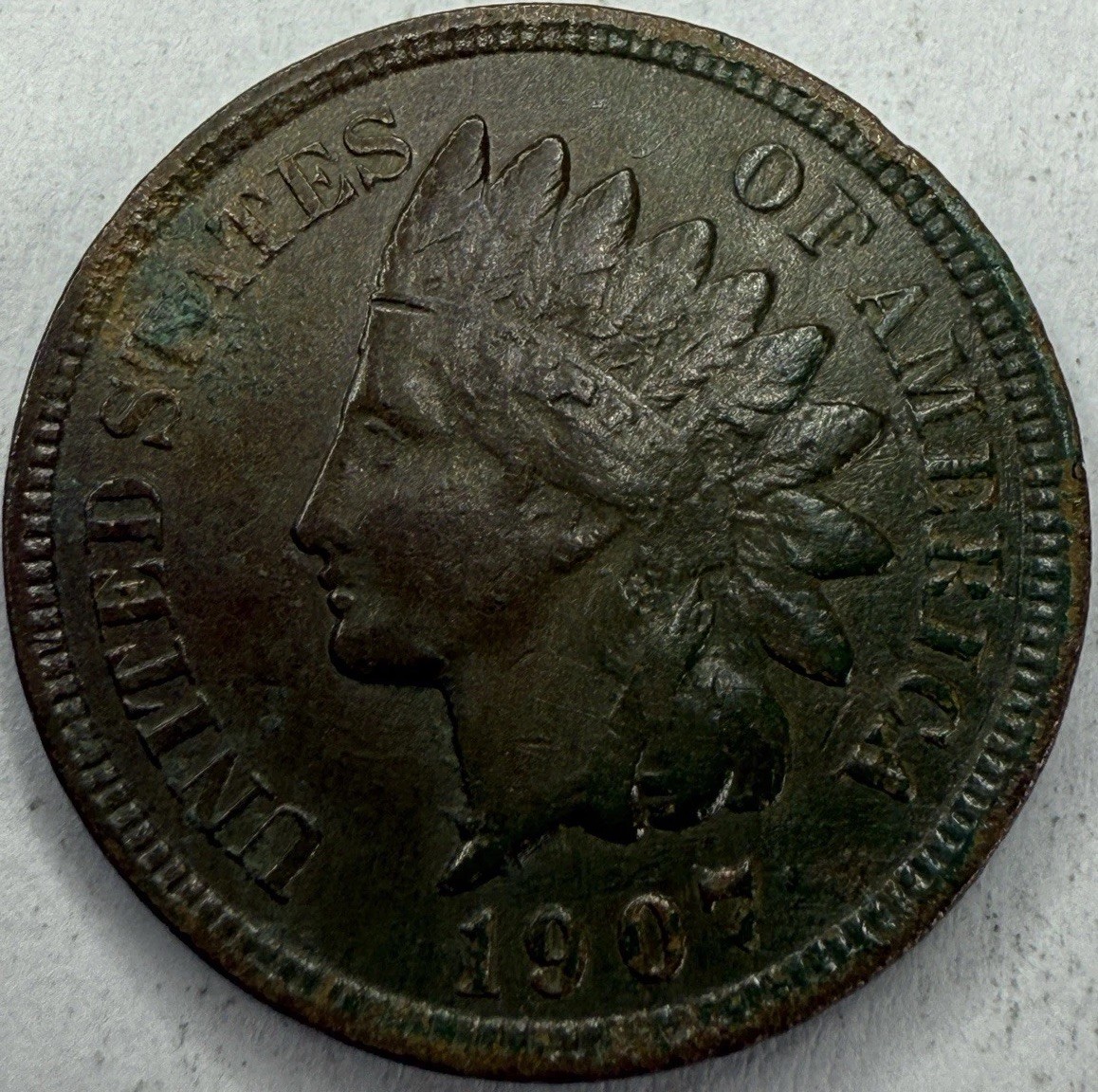 1907 Indian Head Cent Exact Coin Imaged #IND1827