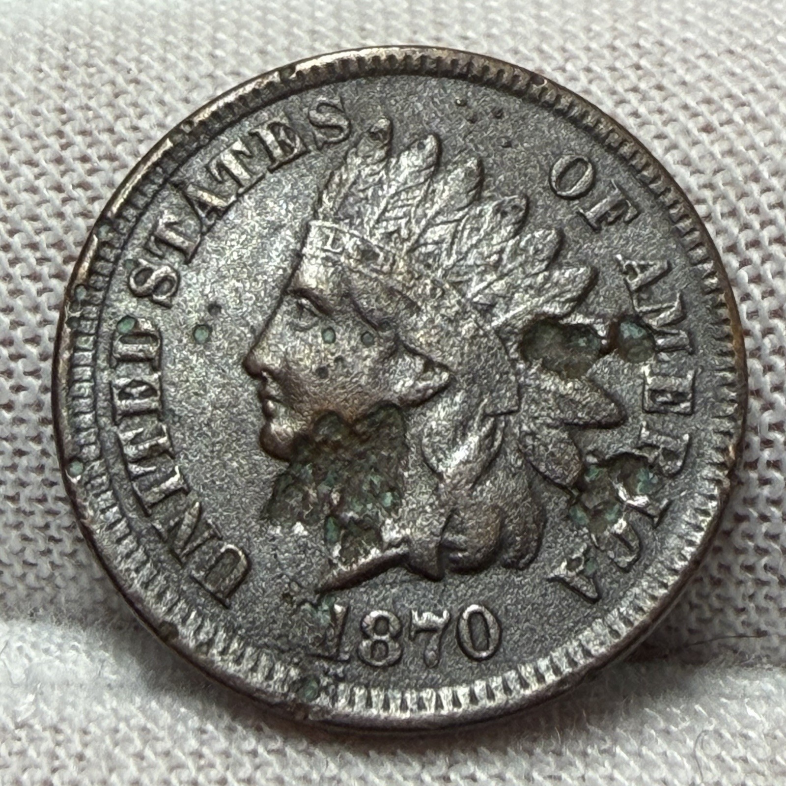 1870 Bold "N" Semi-Key Date Indian Head Cent Penny receive coin pictured #3509