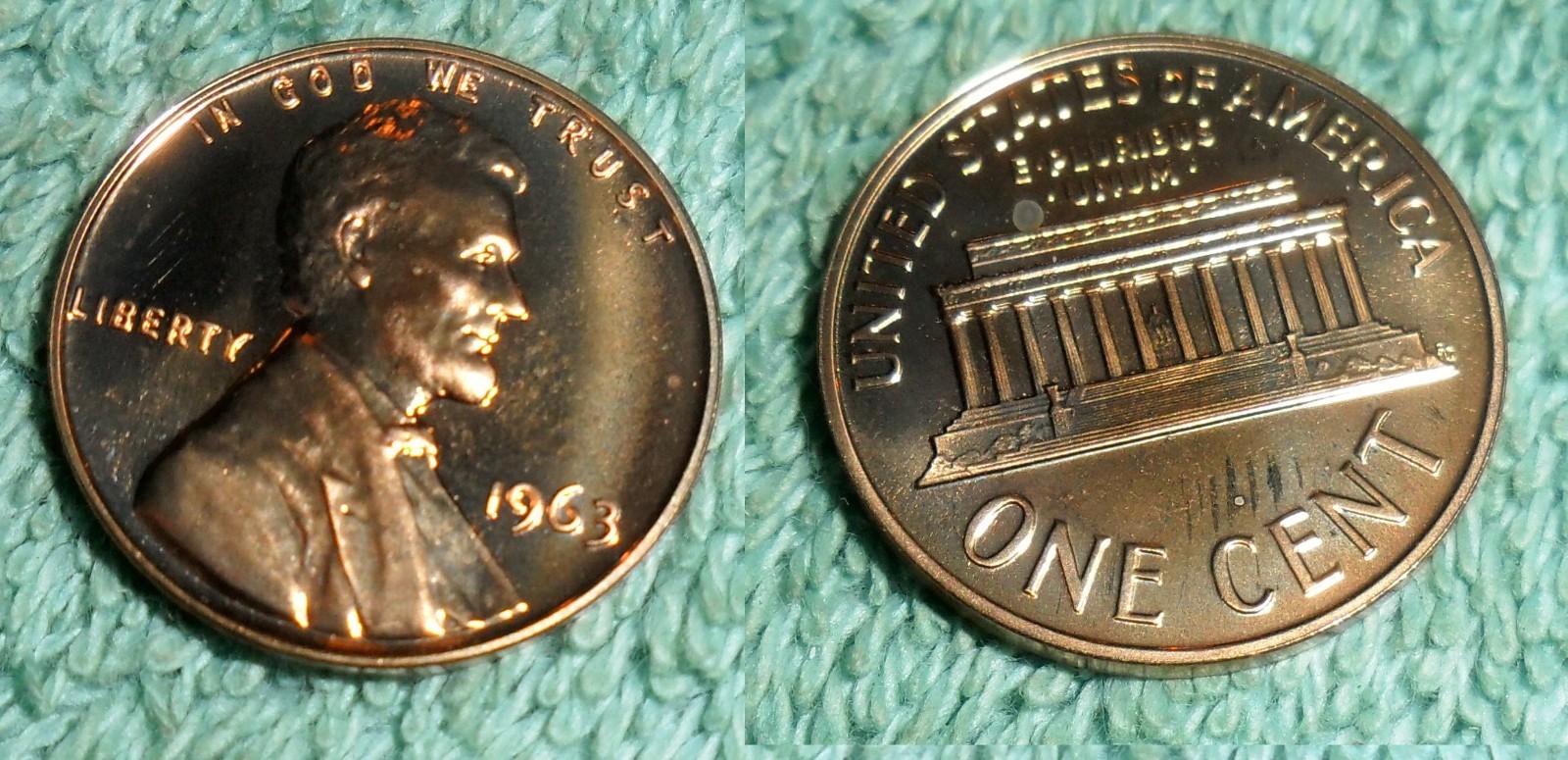 RFM 38695 Lincoln Memorial Cent 1963 Proof