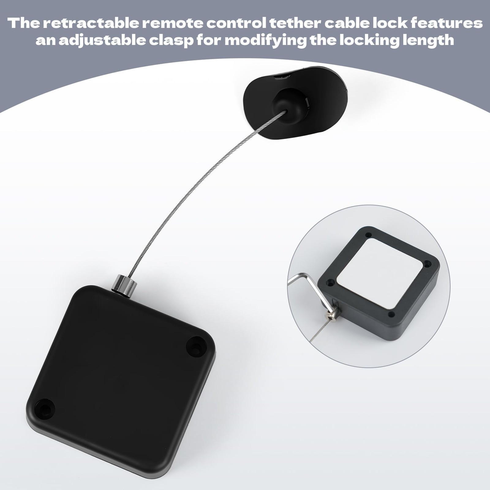 2pcs Remote Control Tether, 6.5 Ft TV Leash, Retractable Black