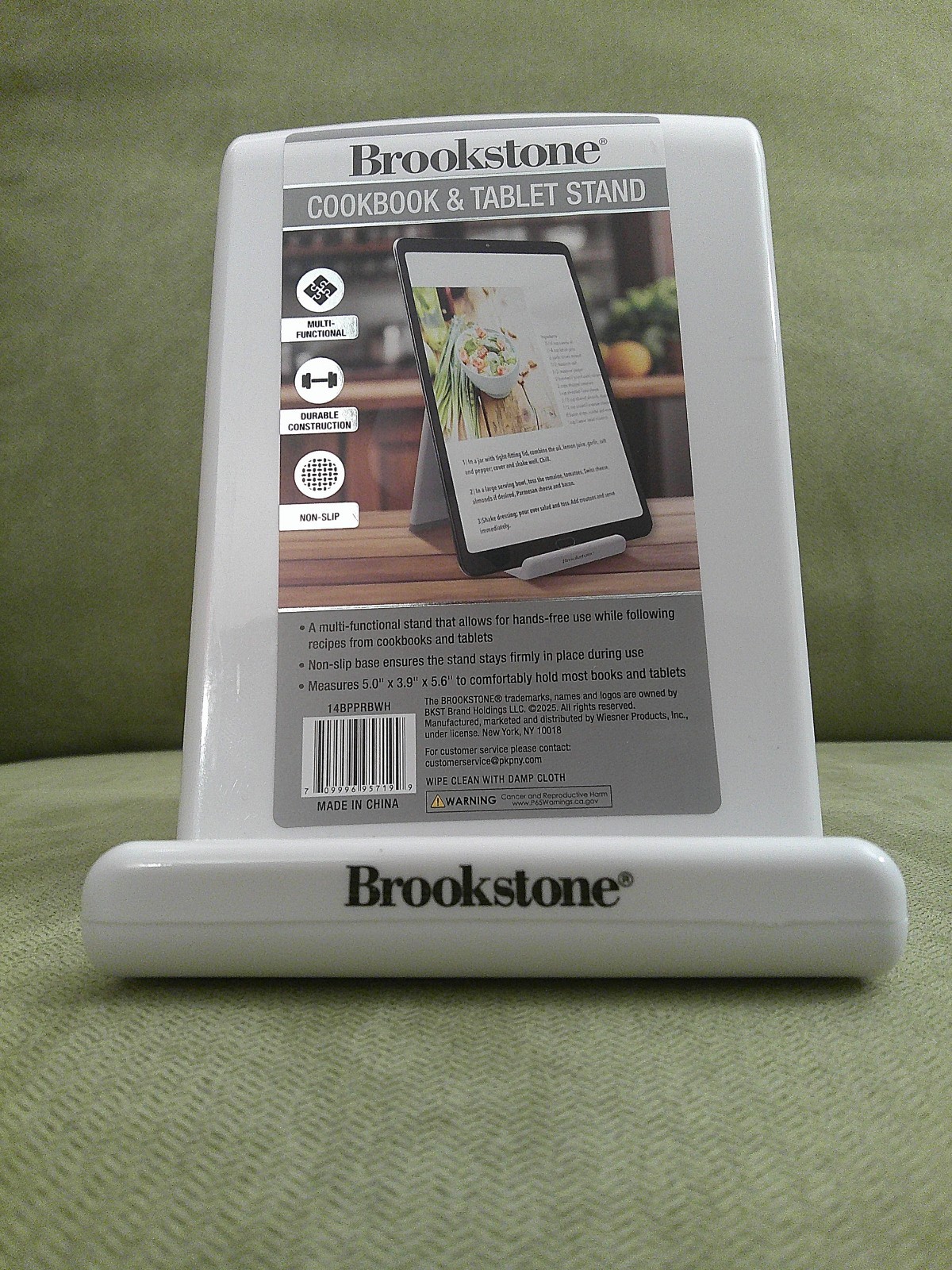 Brookstone Mobile Phone Tablet Cookbook Plastic Holder, New, WHITE with Gray