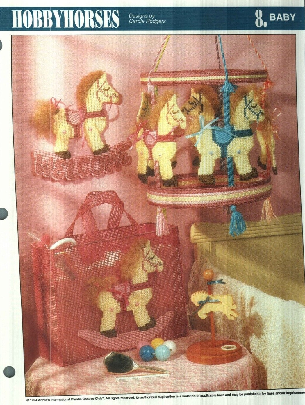NEW HOBBY HORSES BABY NURSERY DECOR ANNIE'S PLASTIC CANVAS PATTERN INSTRUCTIONS